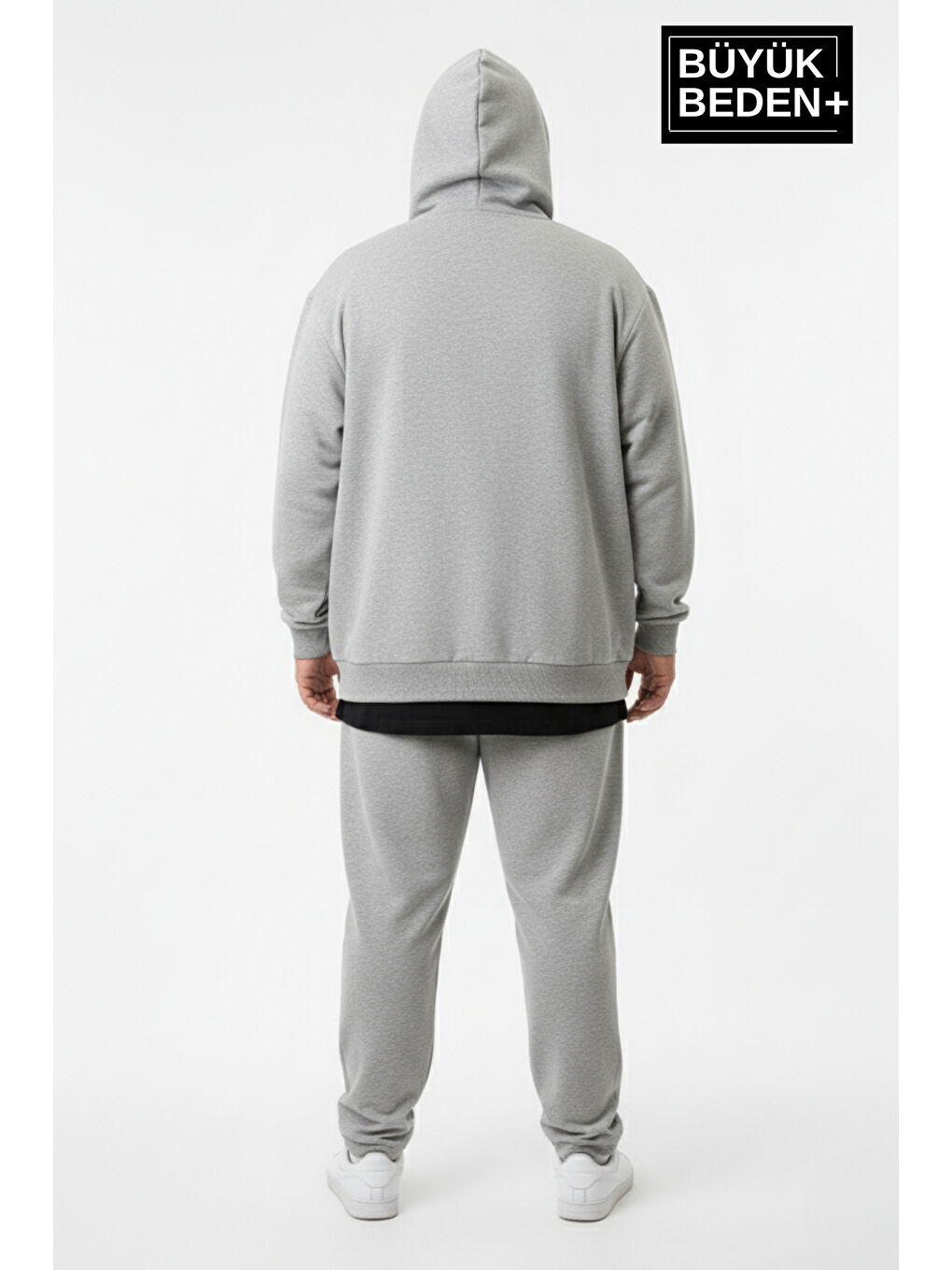 Gri Erkek Büyük Beden Fermuarlı Kapüşonlu New York Baskılı ince Sweatshirt Hırka SPR26BHR923-2