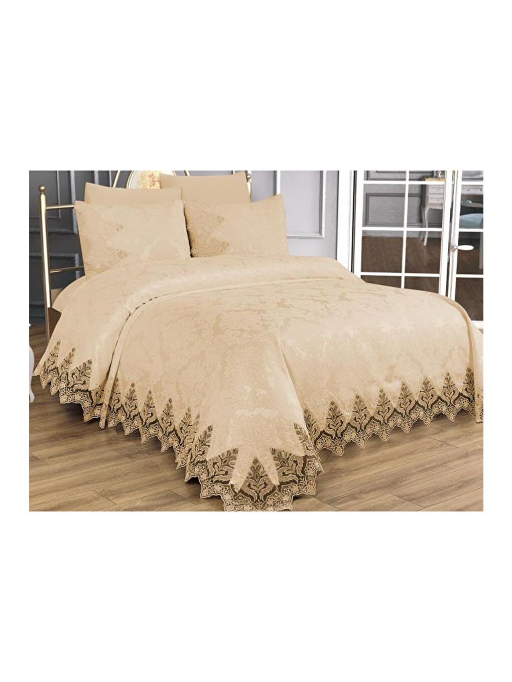 Karışık Ivory Çift Kişilik Pike Takımı Bej-2