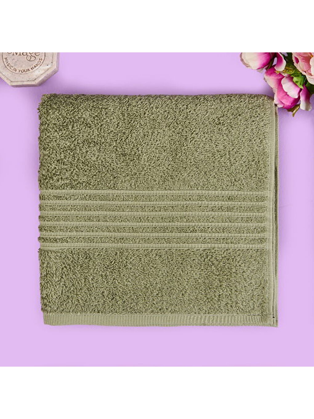 Soft Samantha Yüz Havlusu - Haki - 50x100 cm