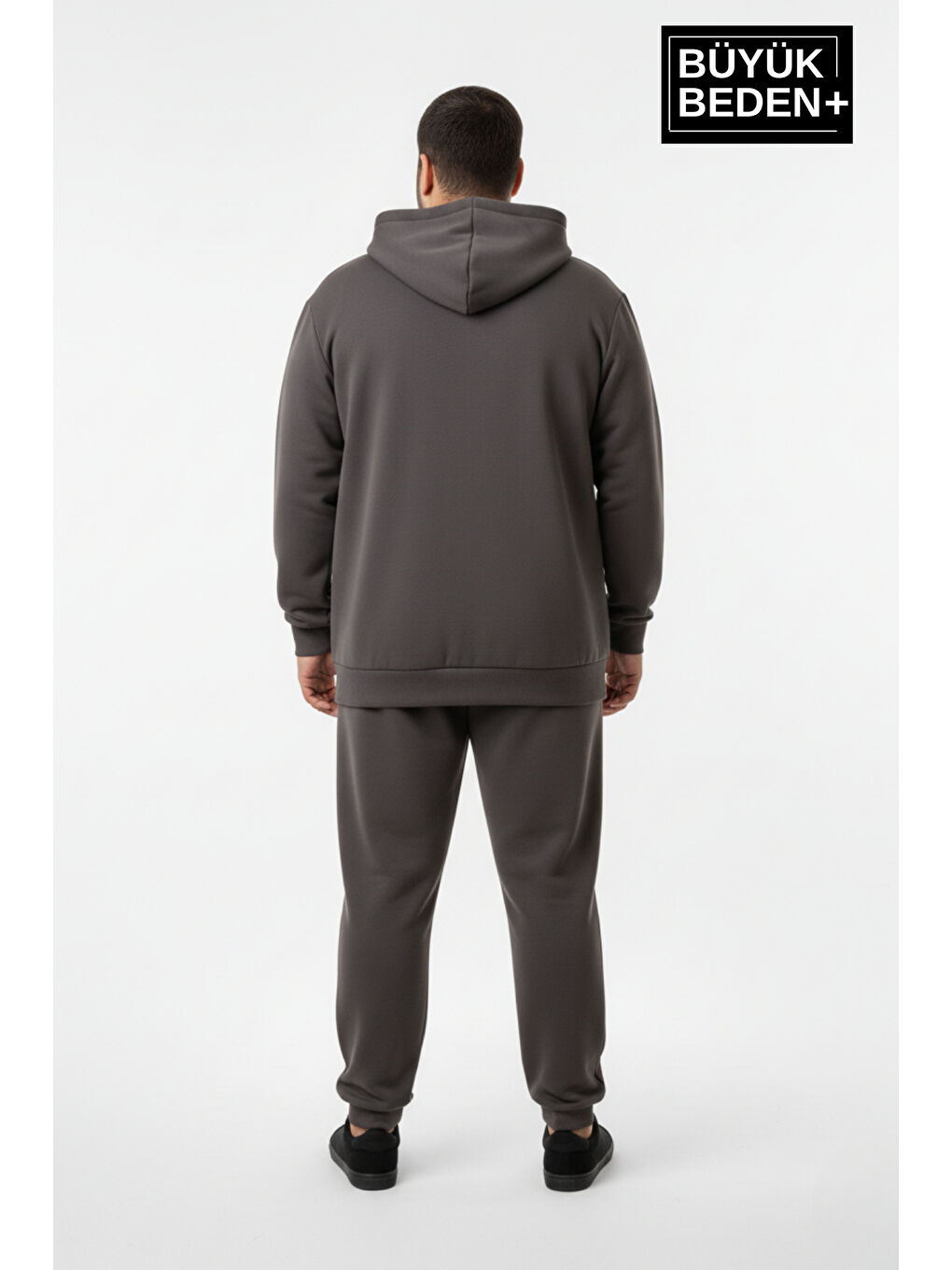 Gri Erkek Büyük Beden Fermuarlı Kapüşonlu ince Sweatshirt Hırka - Rahat Kalıp SPR26BHR960-2