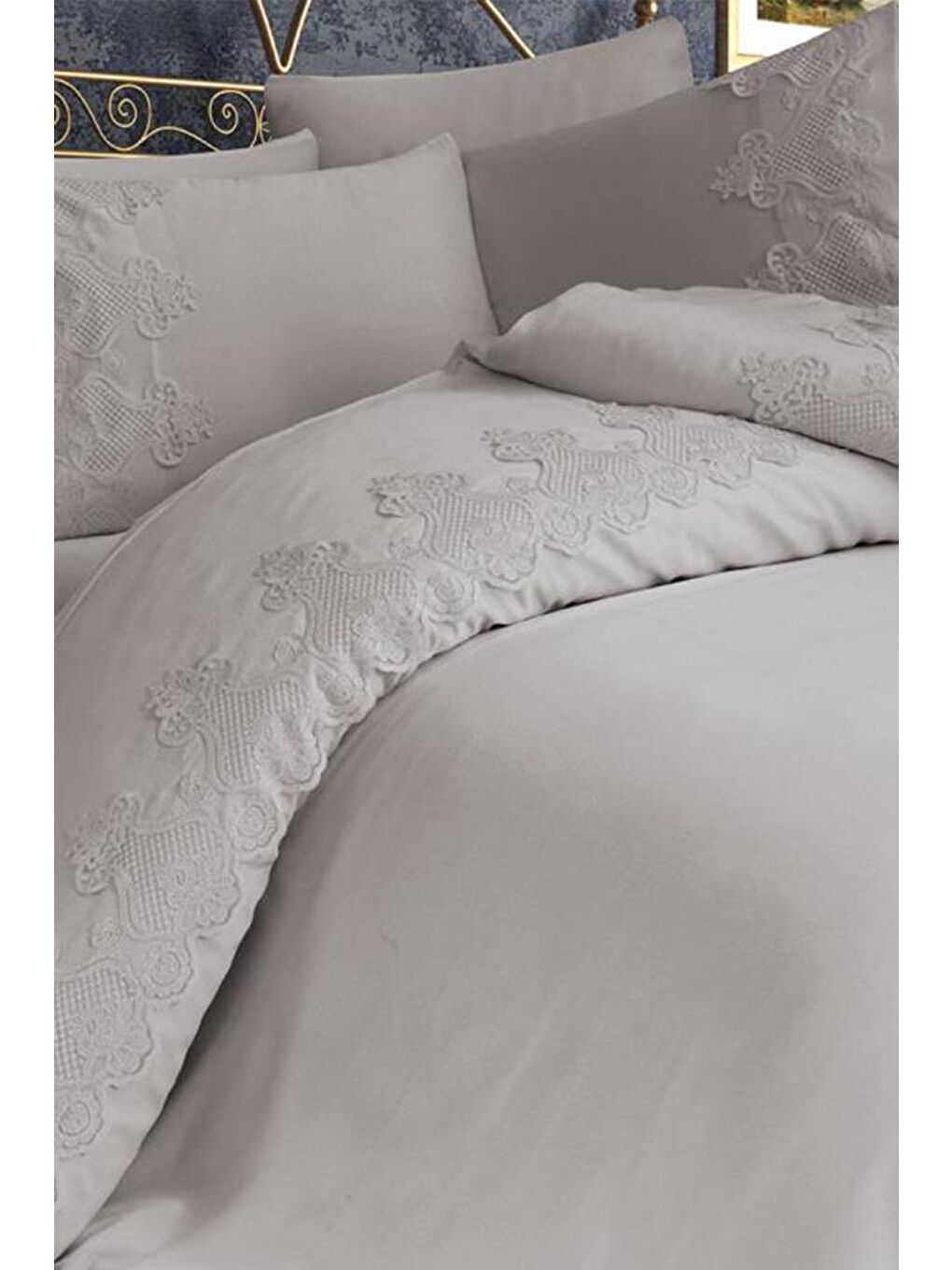 Karışık Çeyizdiyarı Dubai Çift Kişilik Nevresim Takımı Gri-1