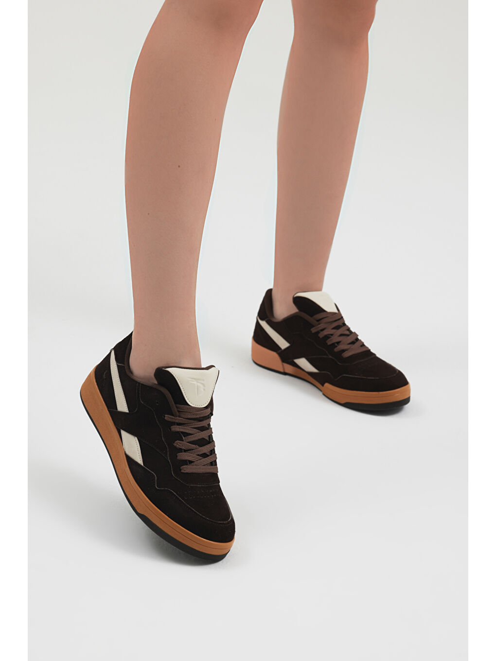 Kahverengi Unisex Kahve Rahat Kalıp Termo Taban Bağcıklı Spor Ayakkabı