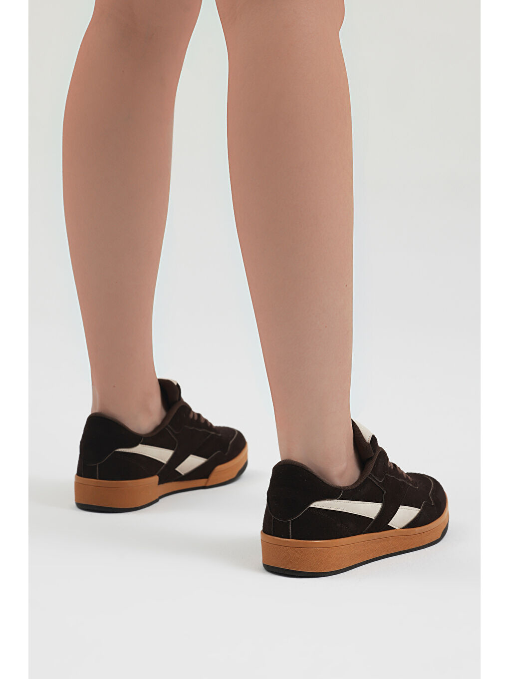 Kahverengi Unisex Kahve Rahat Kalıp Termo Taban Bağcıklı Spor Ayakkabı-2