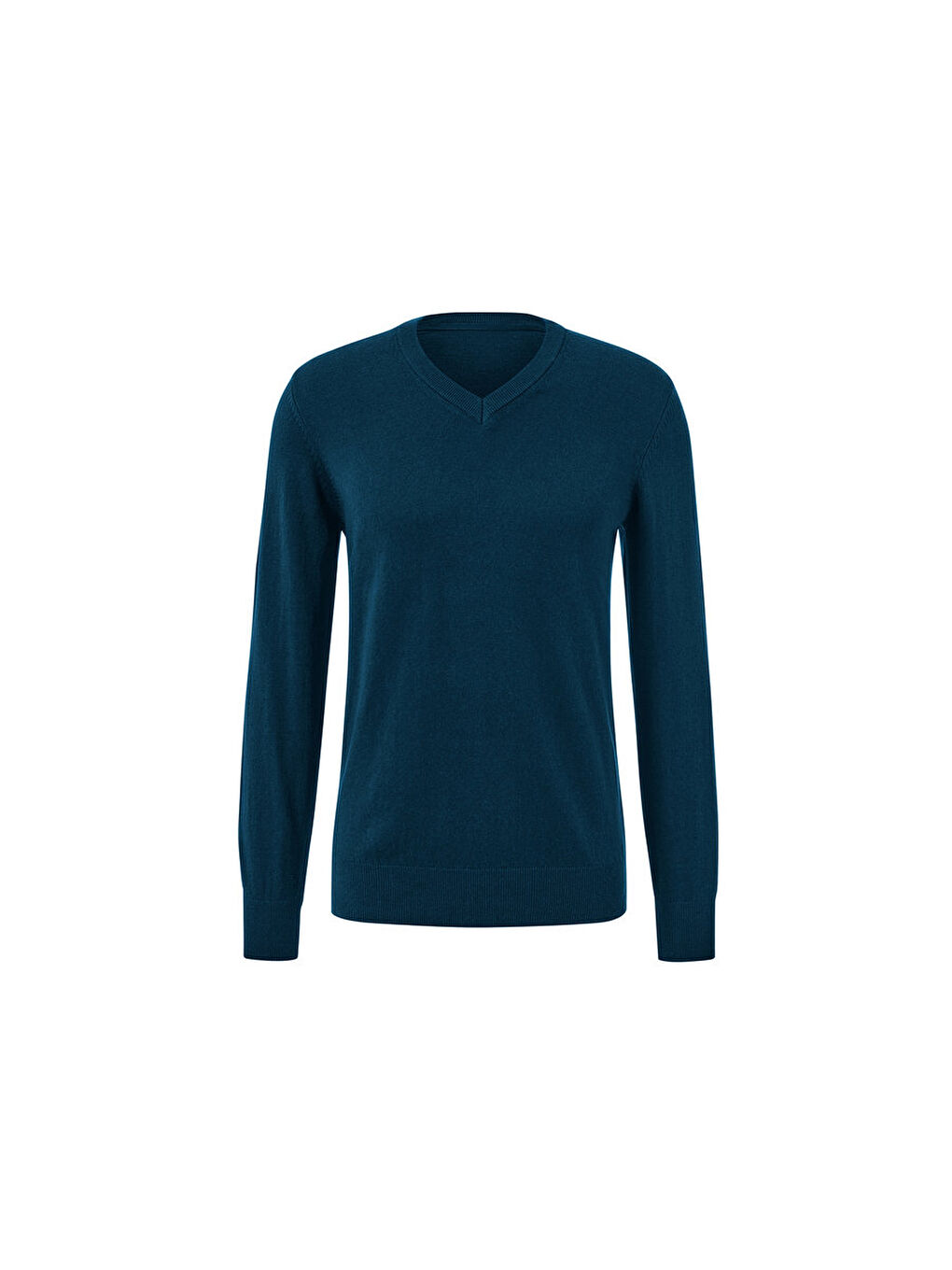 Erkek Kazak, V Yaka, GOTS, Petrol-1