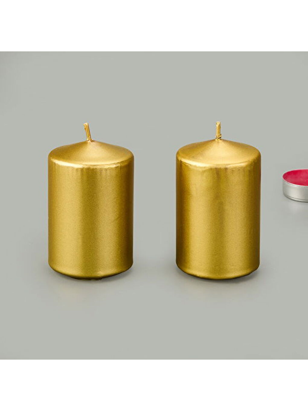 Sarı 2'li Baton Mum - Gold - 5x7 cm-3