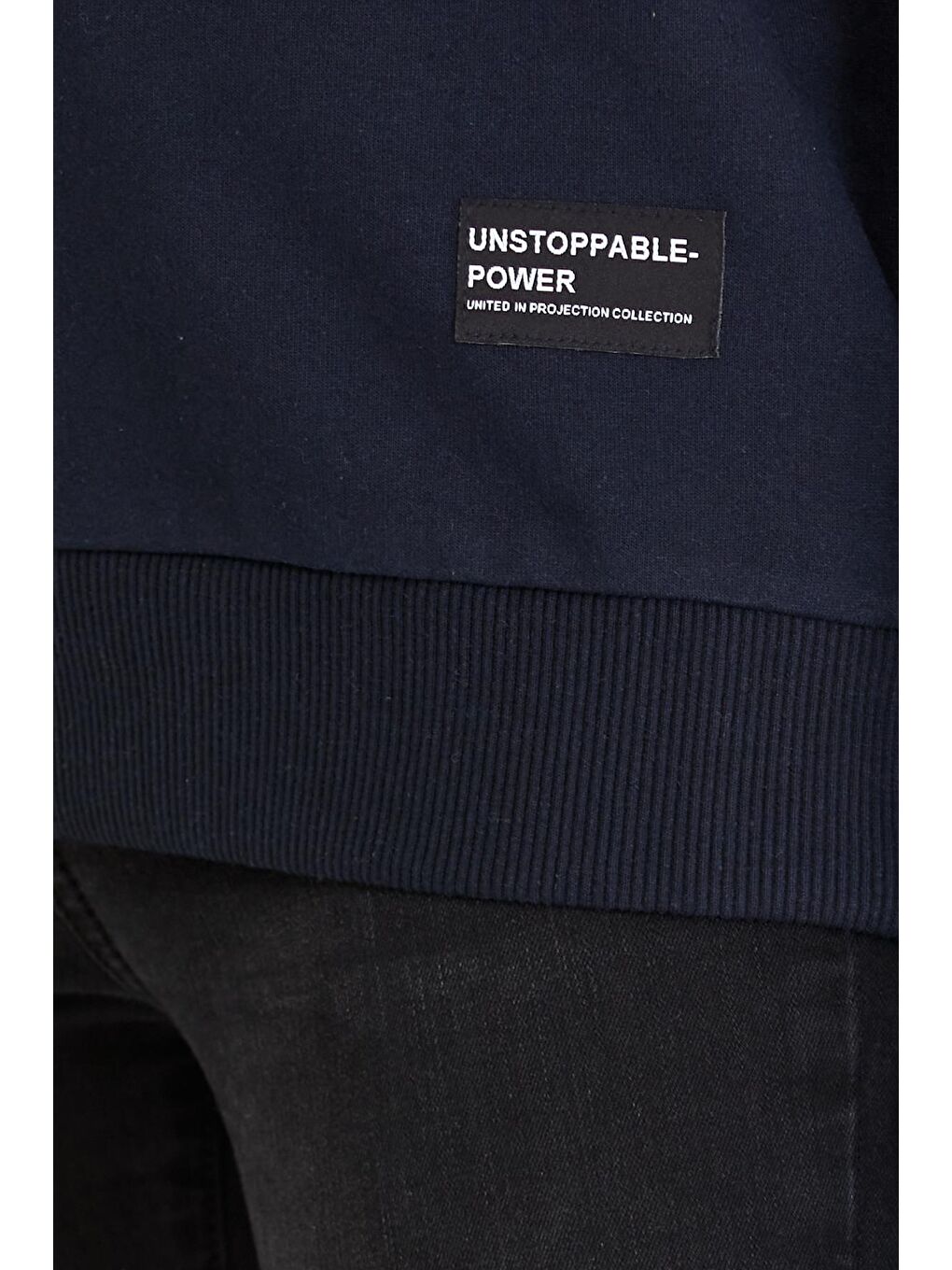 Kadın Lacivert Renk Basic Bisiklet Yaka Sweatshirt-5