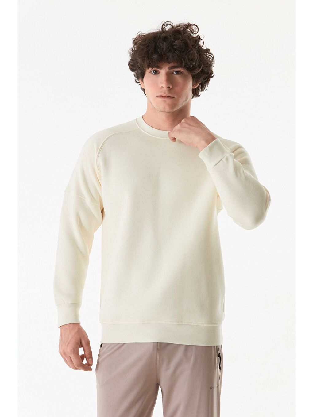 Fullamoda Ekru Basic Bisiklet Yaka Sweatshirt - 4