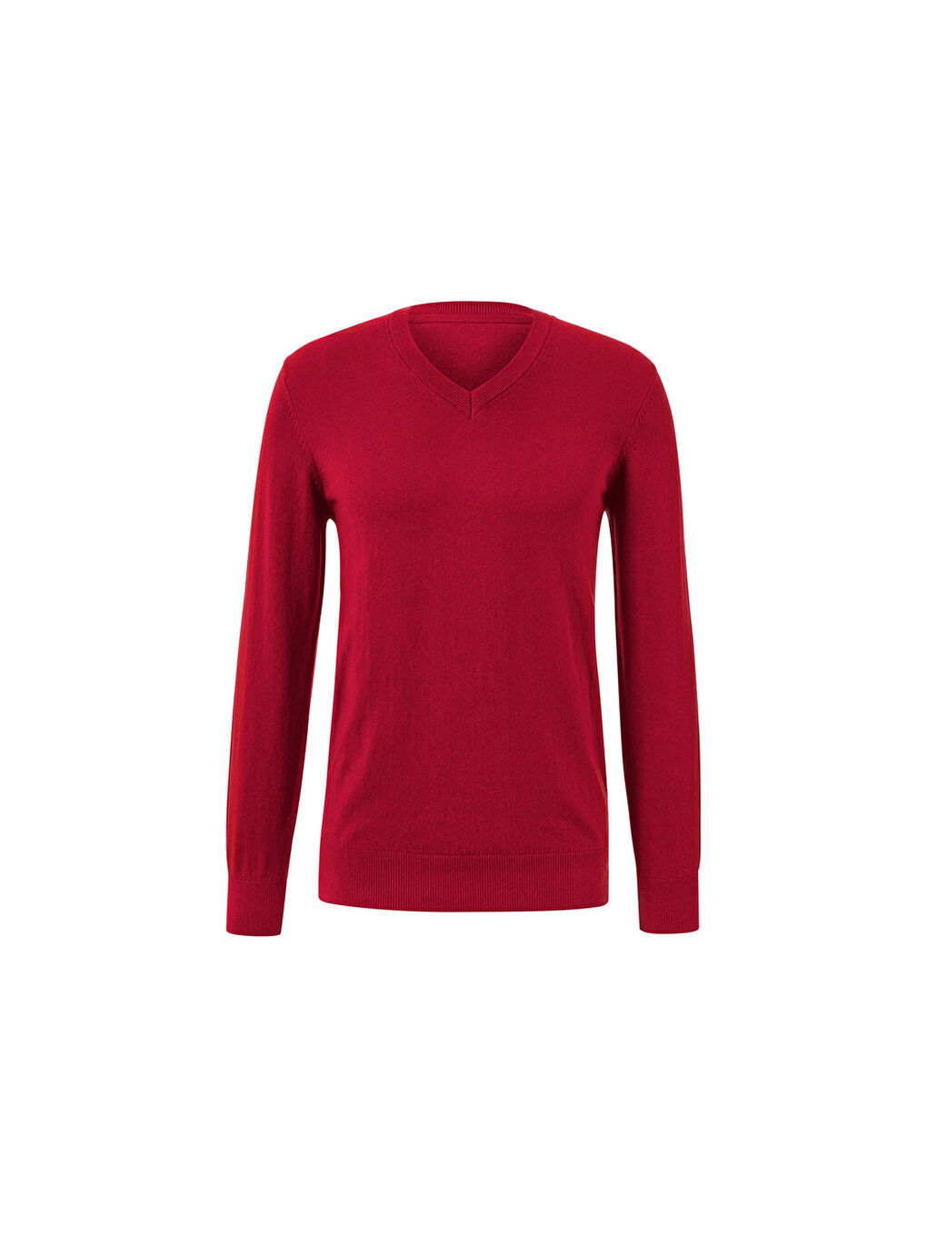 Erkek Kazak, V Yaka, GOTS, Kırmızı-1