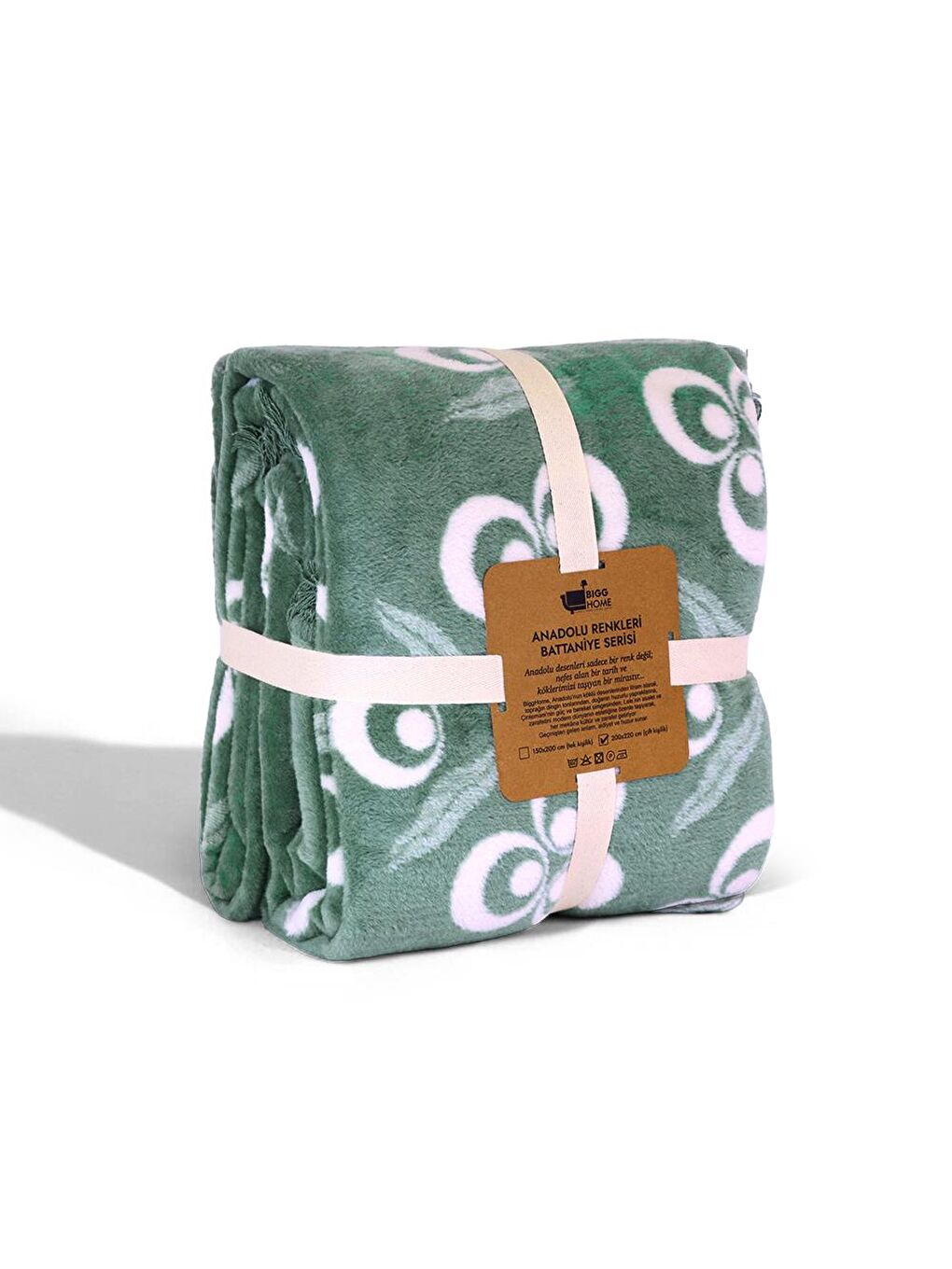 Karışık Çintemani Yeşil Çift Kişilik Battaniye 200 x 220 cm-1