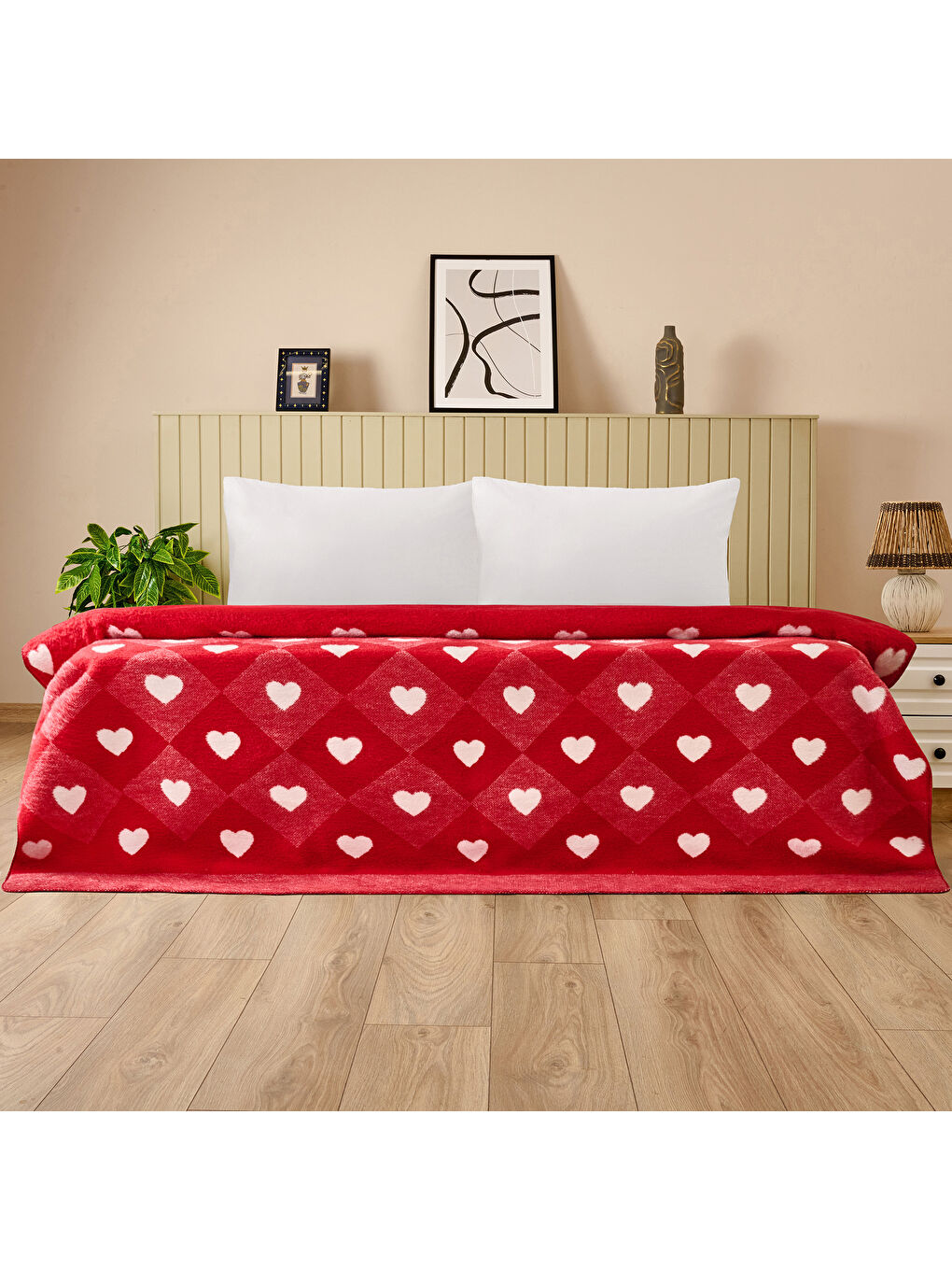 Soft Kalpli Pamuklu Tek Kişilik Battaniye - Kırmızı - 150x200 cm-6