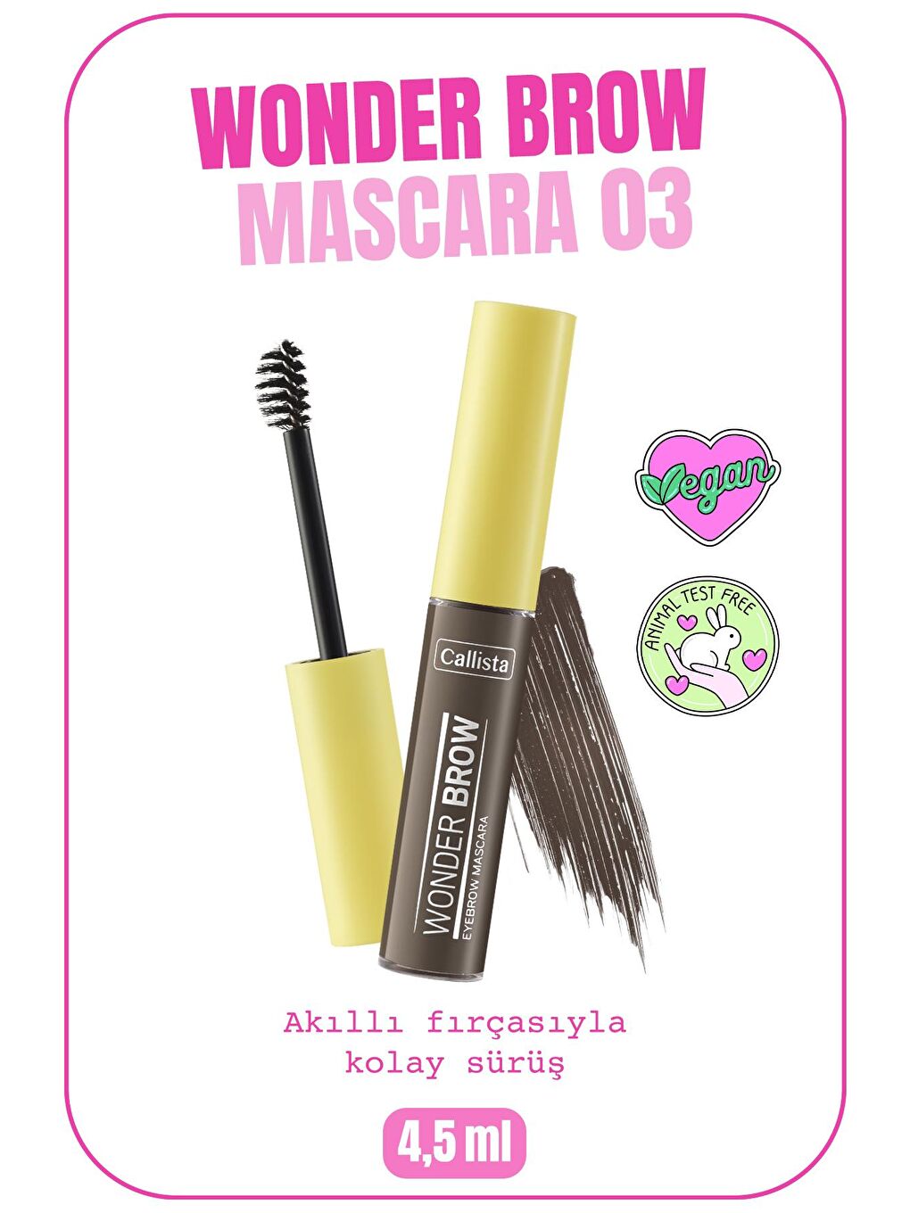 Callista Koyu Kahve Wonder Brow Eyebrow Mascara Kaş Maskarası 03 Koyu Kahve