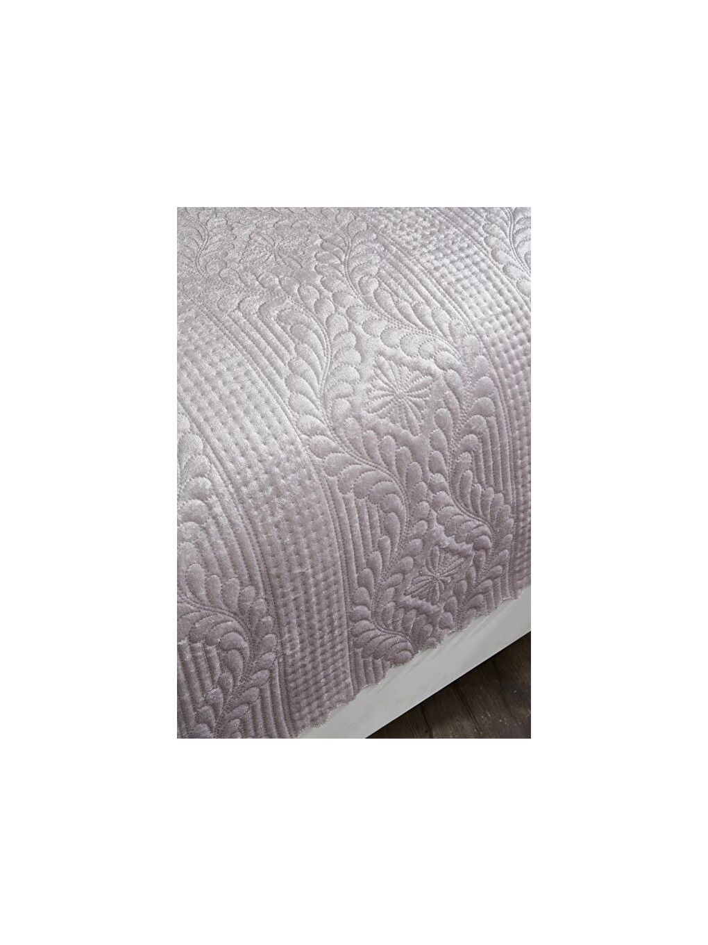 Velica Çift Kişilik Kadife Yatak Örtüsü Gri-7