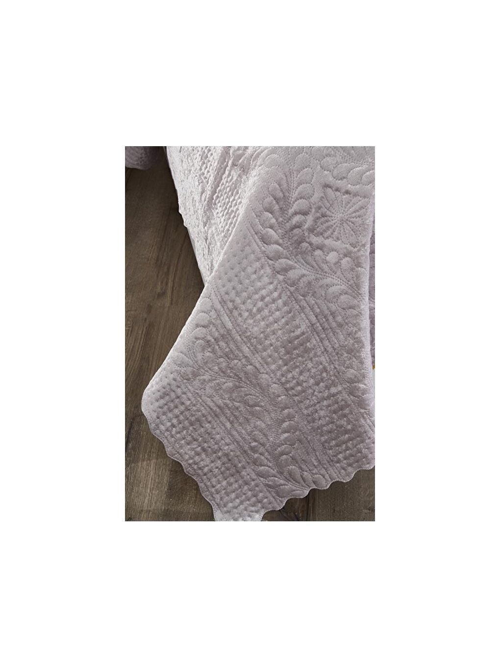 Velica Çift Kişilik Kadife Yatak Örtüsü Gri-8