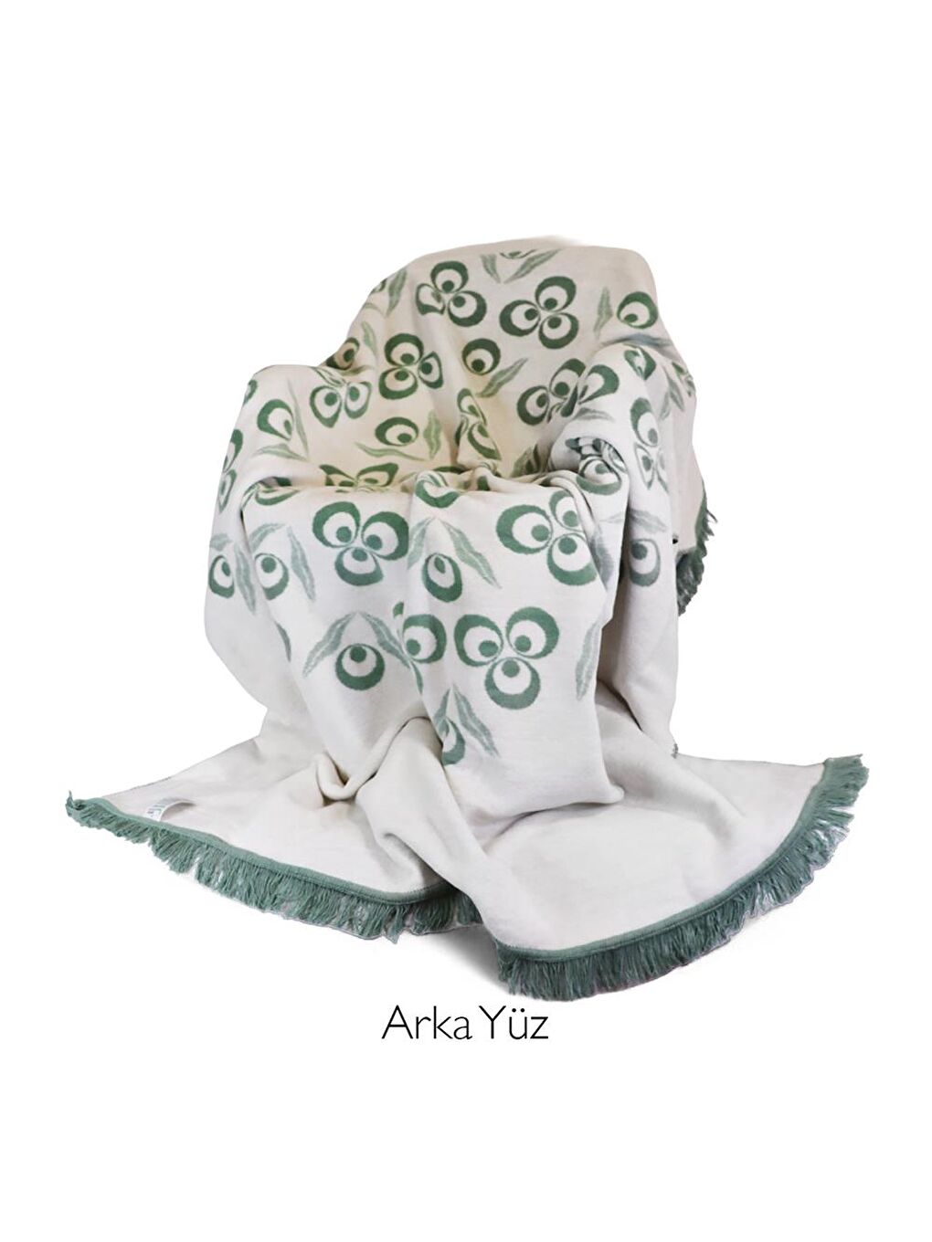 Karışık Çintemani Yeşil Çift Kişilik Battaniye 200 x 220 cm-7