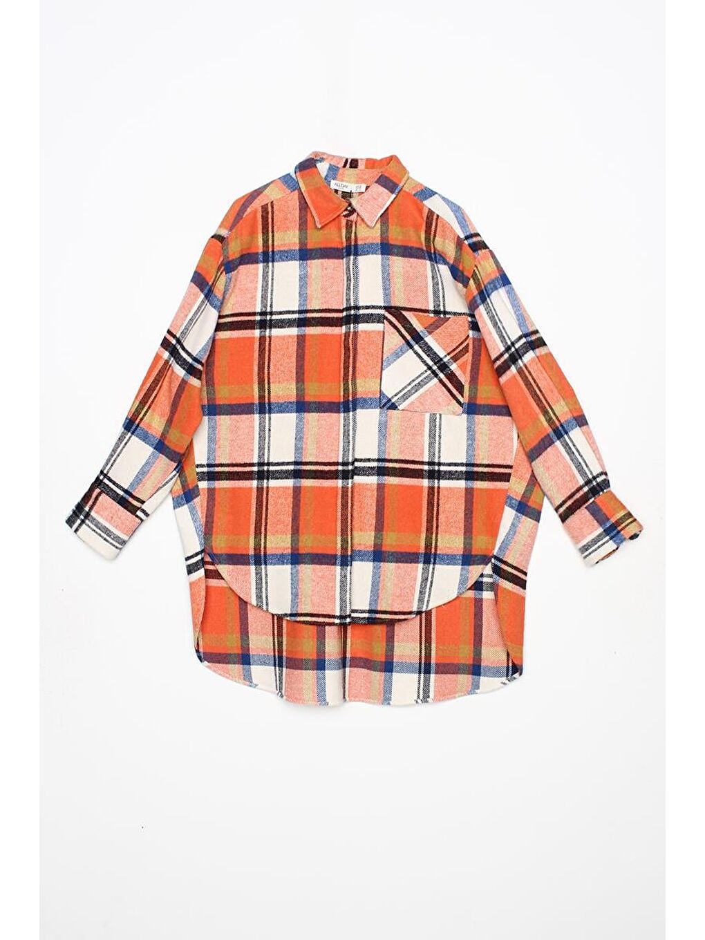 Turuncu Oranj-Ekru-Rahat Kalıp Gömlek Tunik-6