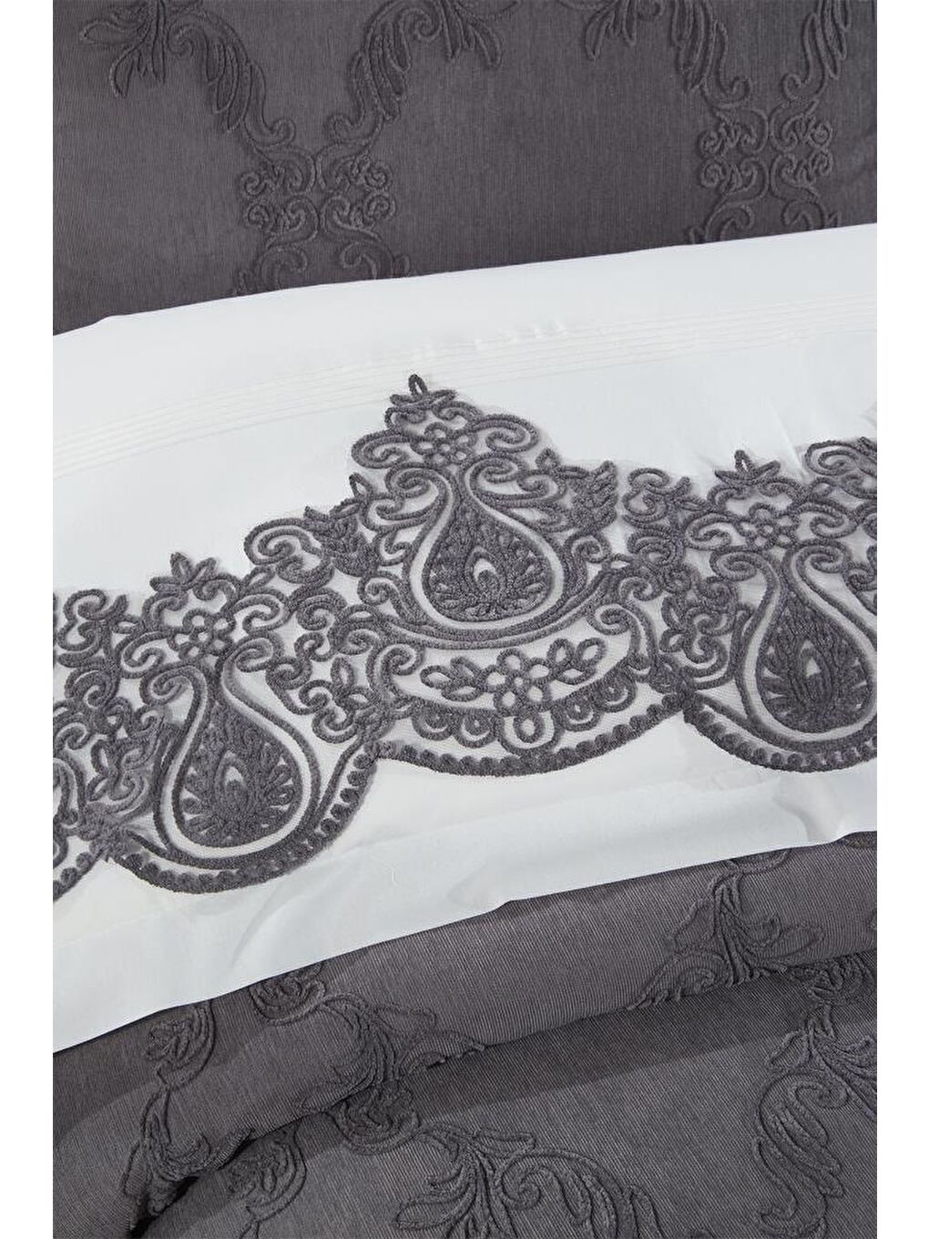 Sahra 10 Parça Battaniyeli Çeyiz Seti Antrasit-5