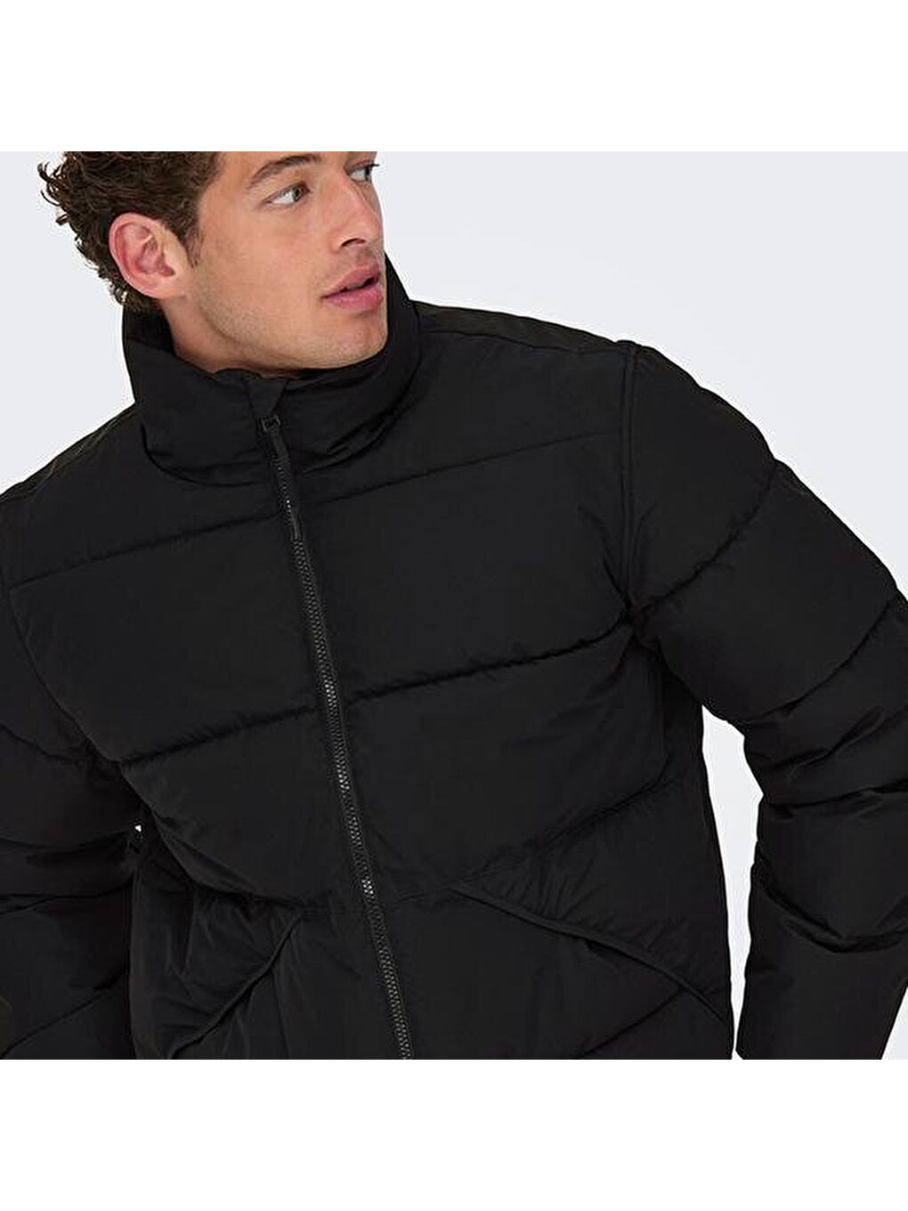 Pack Life Puffer Erkek Siyah Dik Yaka Mont-1