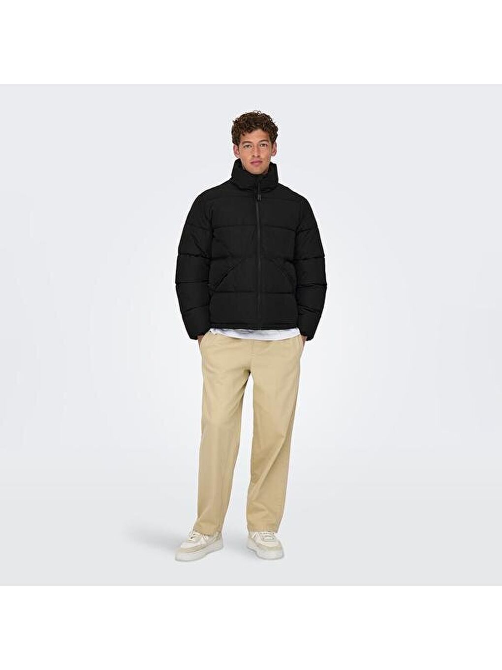 Pack Life Puffer Erkek Siyah Dik Yaka Mont-2