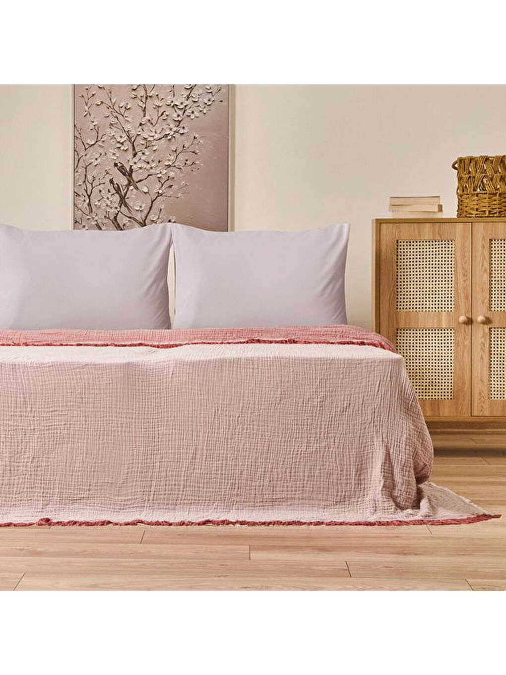 Kahverengi Soft Hevin Çift Kişilik Yatak Örtüsü - Kiremit - 220x240 cm-3