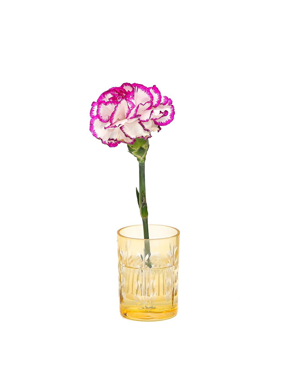 Sarı Flora Design- Minimal Amber Kesme Cam Vazo