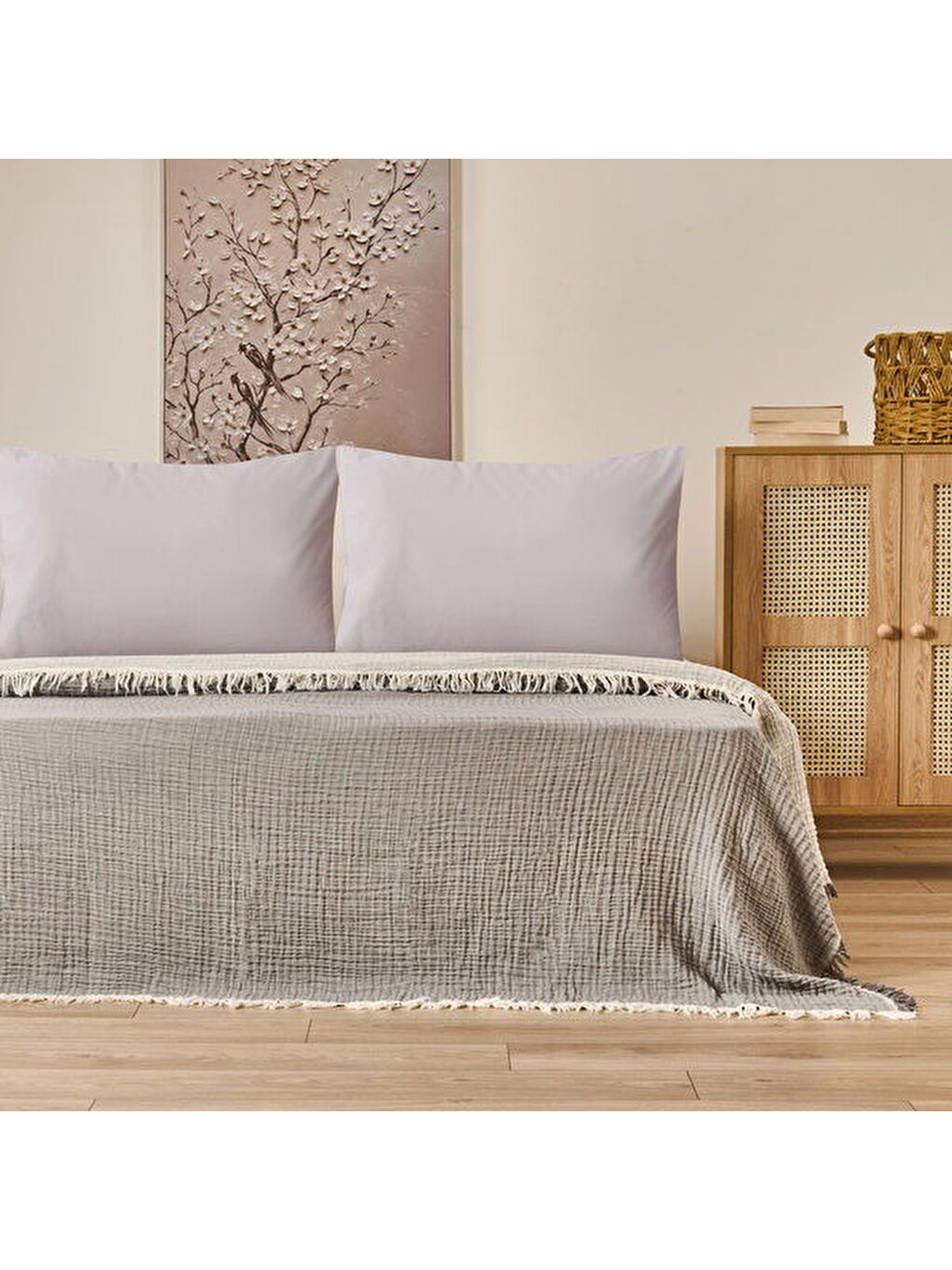 Soft Hevin Çift Kişilik Yatak Örtüsü - Antrasit - 220x240 cm