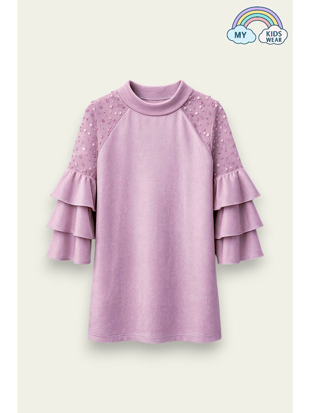 Pembe Kız Çocuk Özel Günler İçin Kadife Çocuk Elbisesi 4-12 Yaş 12104