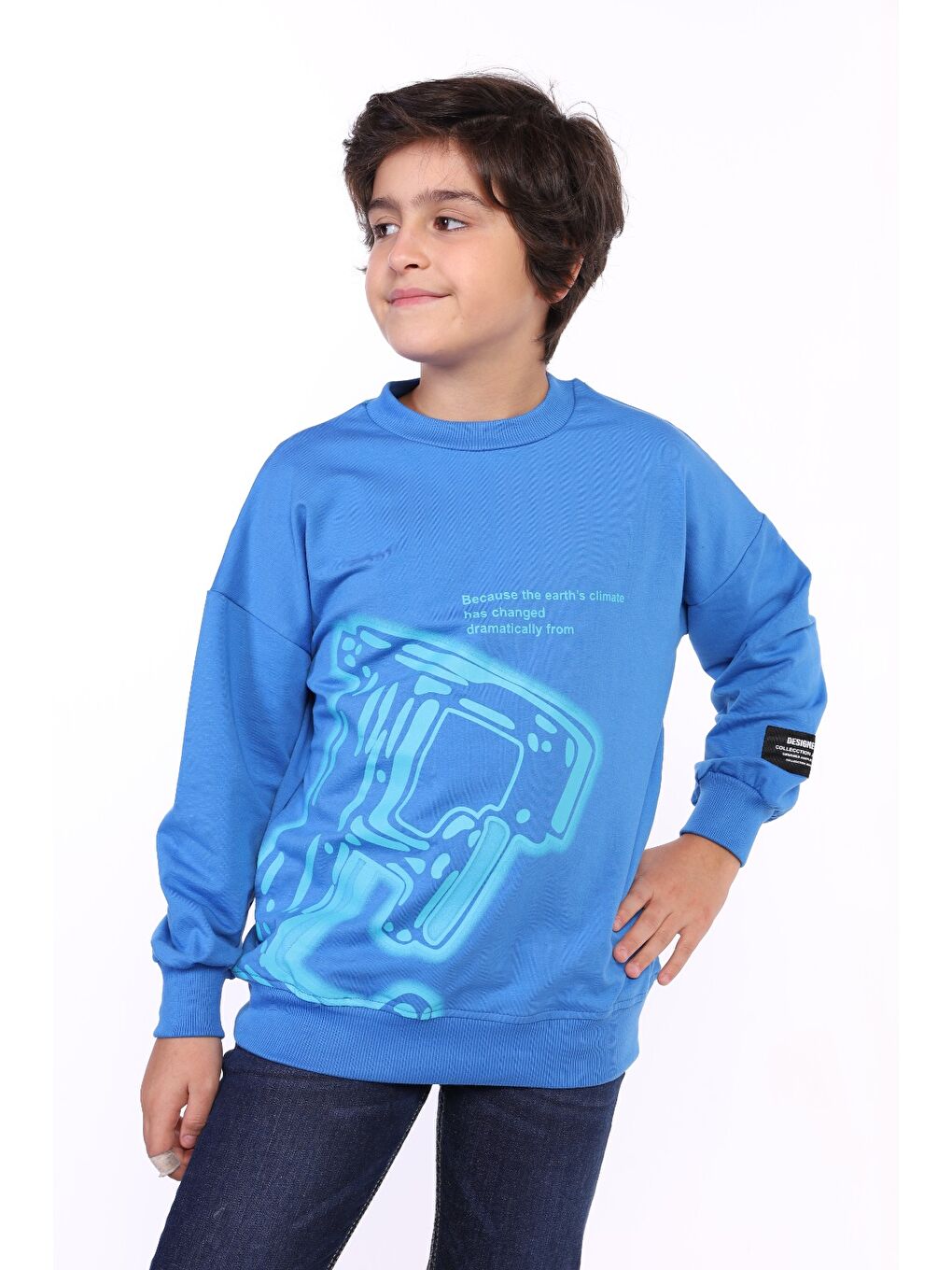 Toontoykids Mavi Erkek Çocuk Baskılı Sweatshirt