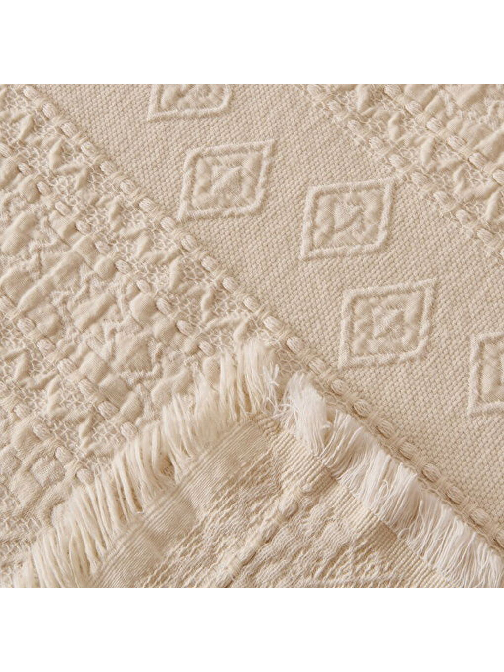 Ekru Soft Salhi Çift Kişilik Yatak Örtüsü Seti - Krem - 230x240 cm-2