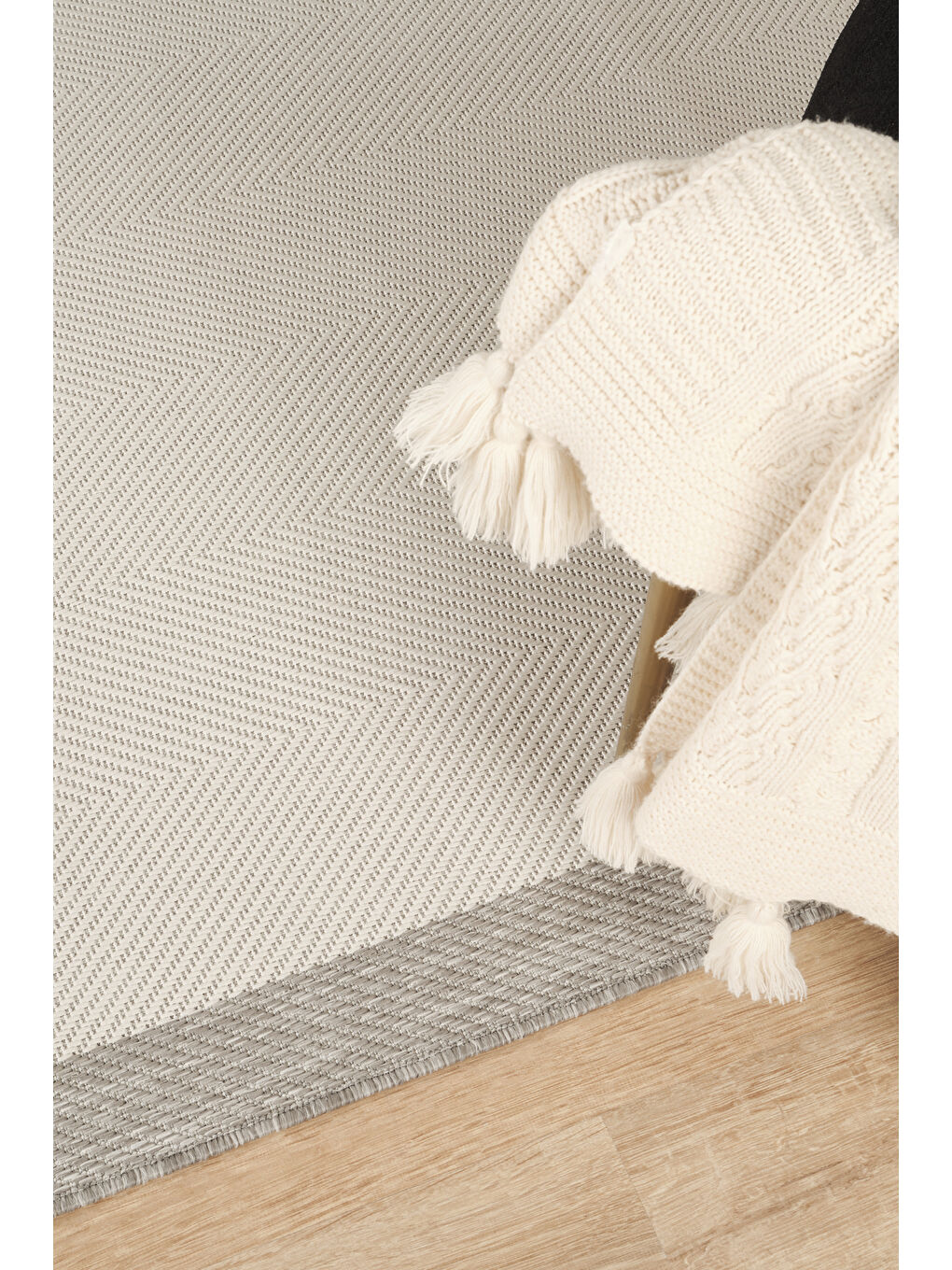 Sisalux 3086 Beyaz Gri Sisal Dokuma Jüt Kilim Hav Toz Vermez Halı Salon Mutfak Oda Halısı-80x150-1