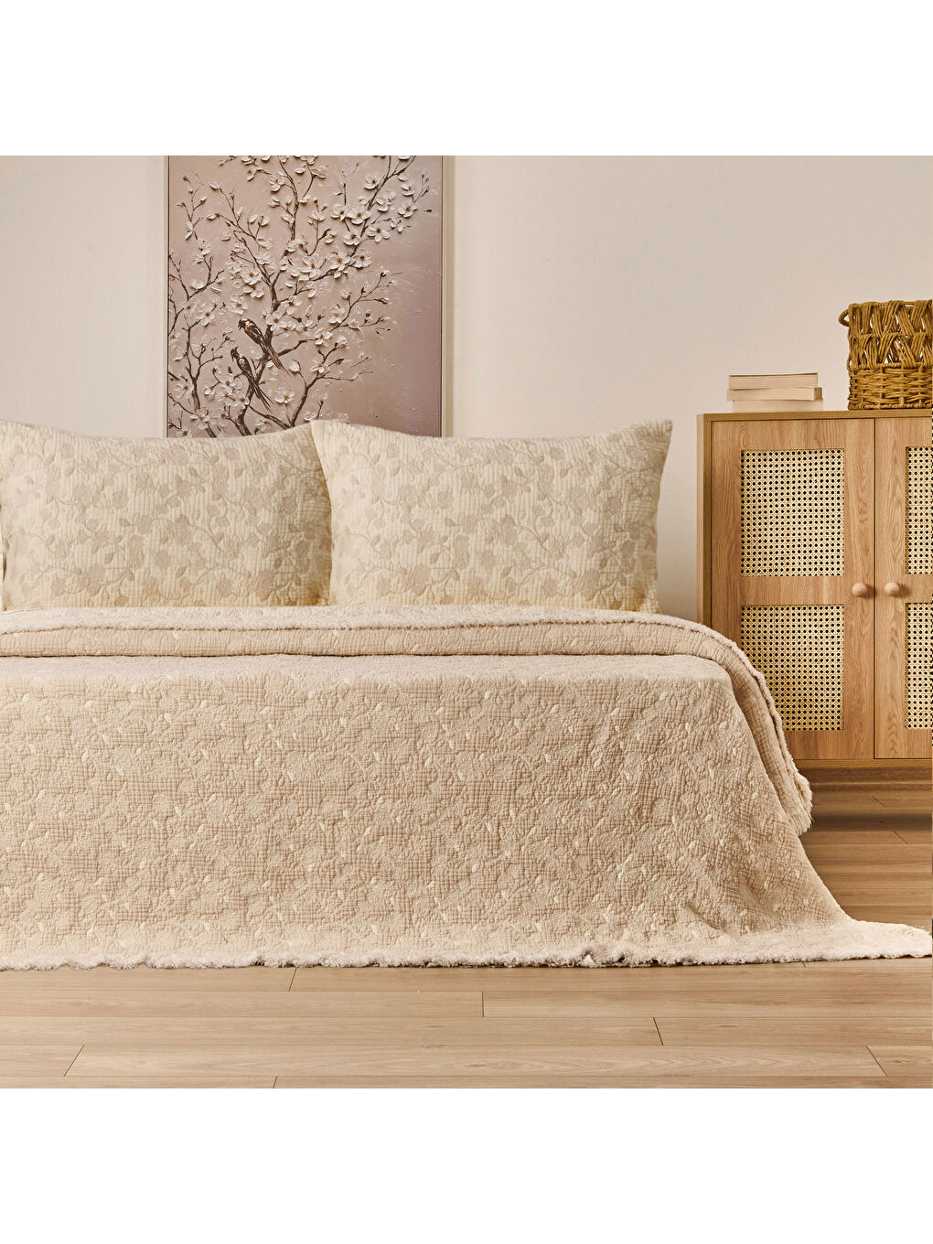 Soft Selimi Çift Kişilik Yatak Örtüsü Seti - Bej - 230x250 cm
