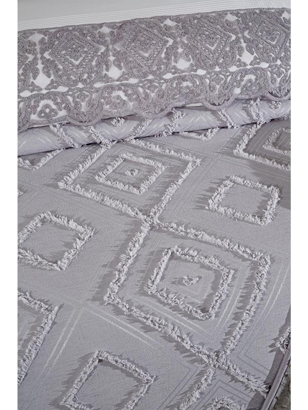 Hürrem 10 Parça Battaniyeli Çeyiz Seti Gri-4