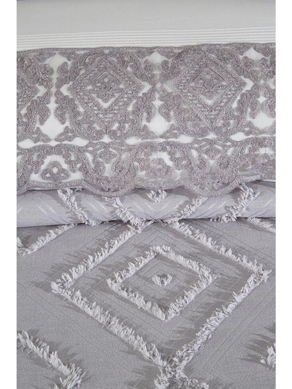 Hürrem 10 Parça Battaniyeli Çeyiz Seti Gri-5