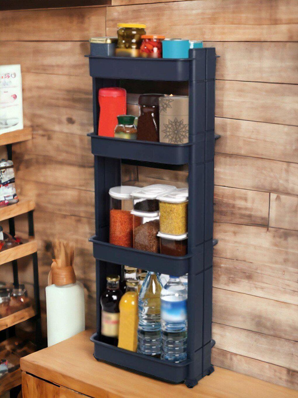 Motek Modern 4'lü Banyo/Mutfak/Oda Organizer Raf Antrasit - 3