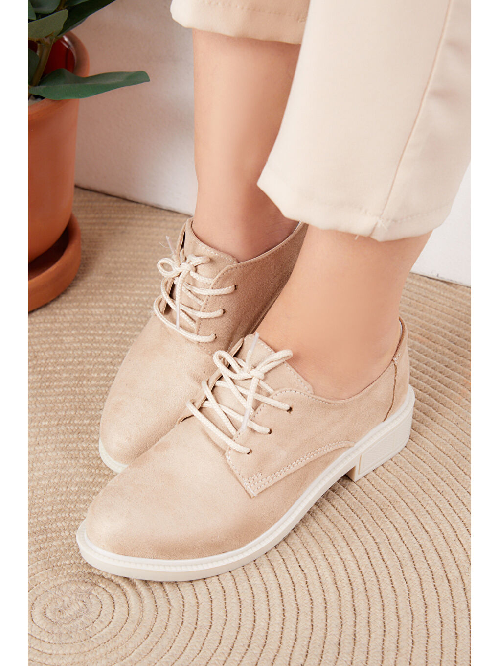 Kadın Bej Süet Ayakkabı - 26361