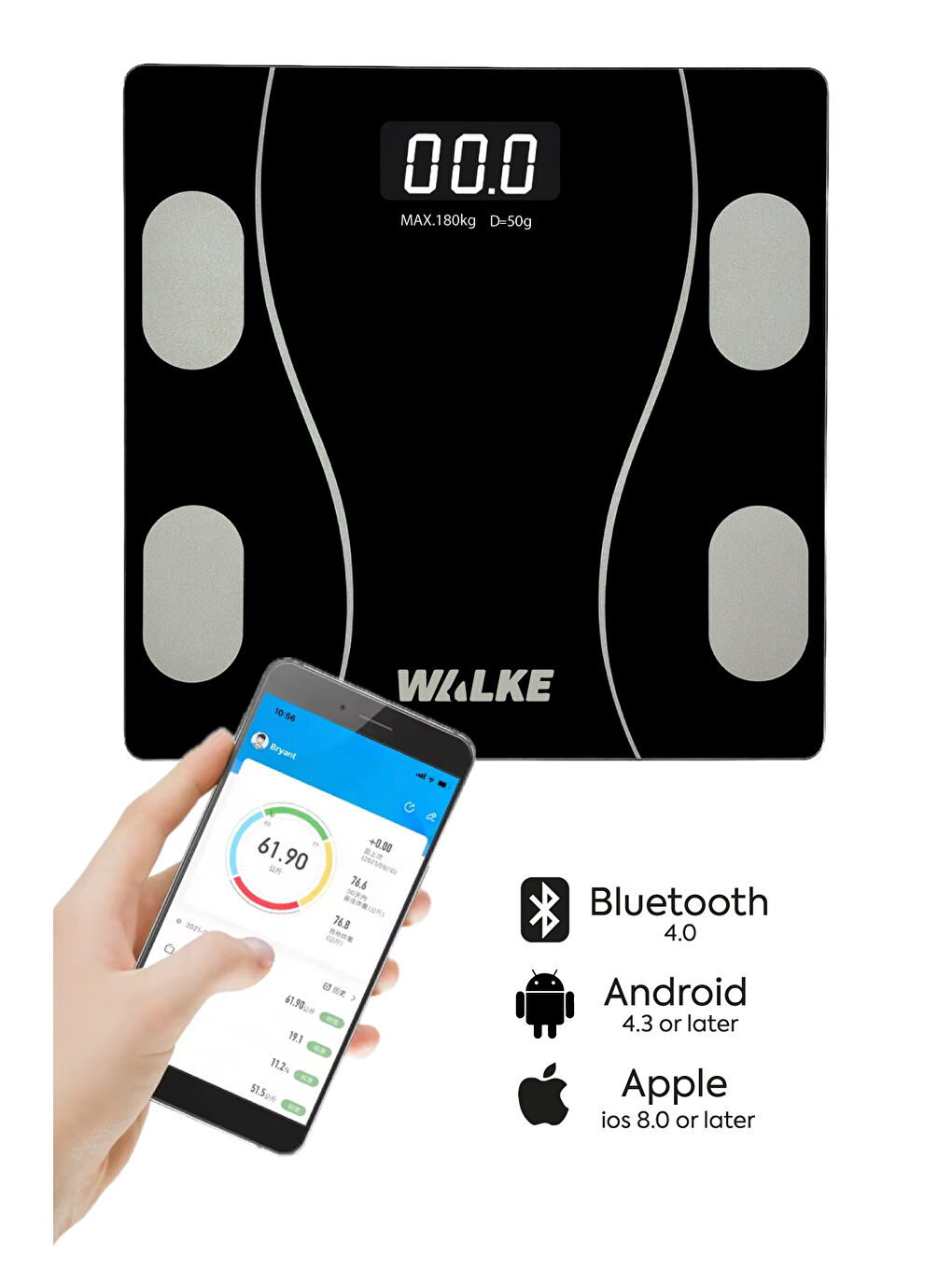 Premium Uygulama Bağlantılı Akıllı Baskül Siyah-3