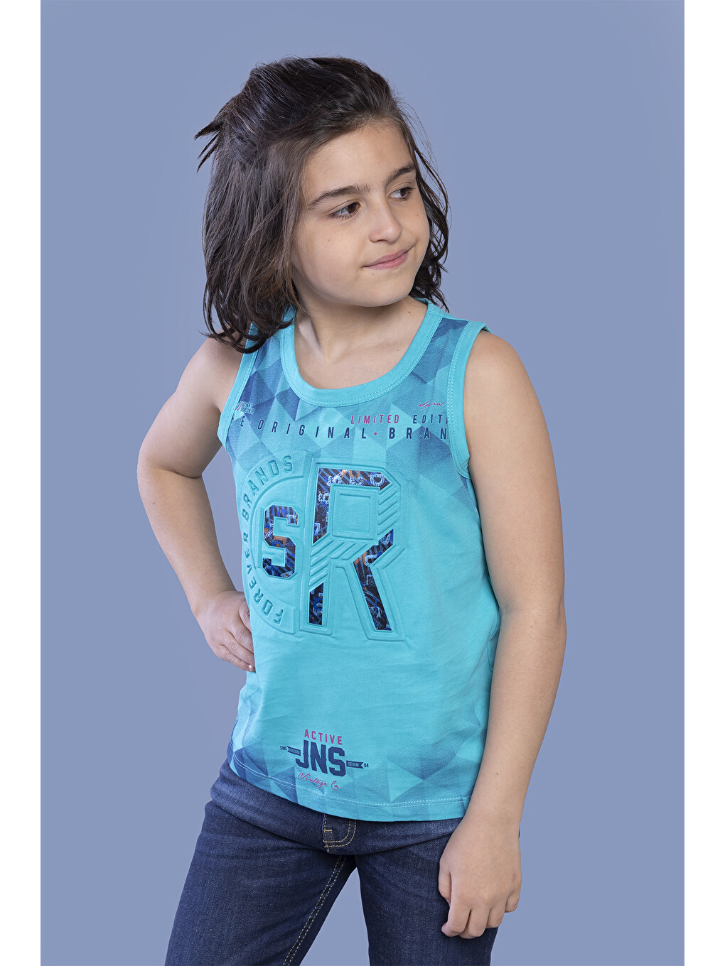 Yeşil Erkek Çocuk Sr Gofre Baskılı Atlet