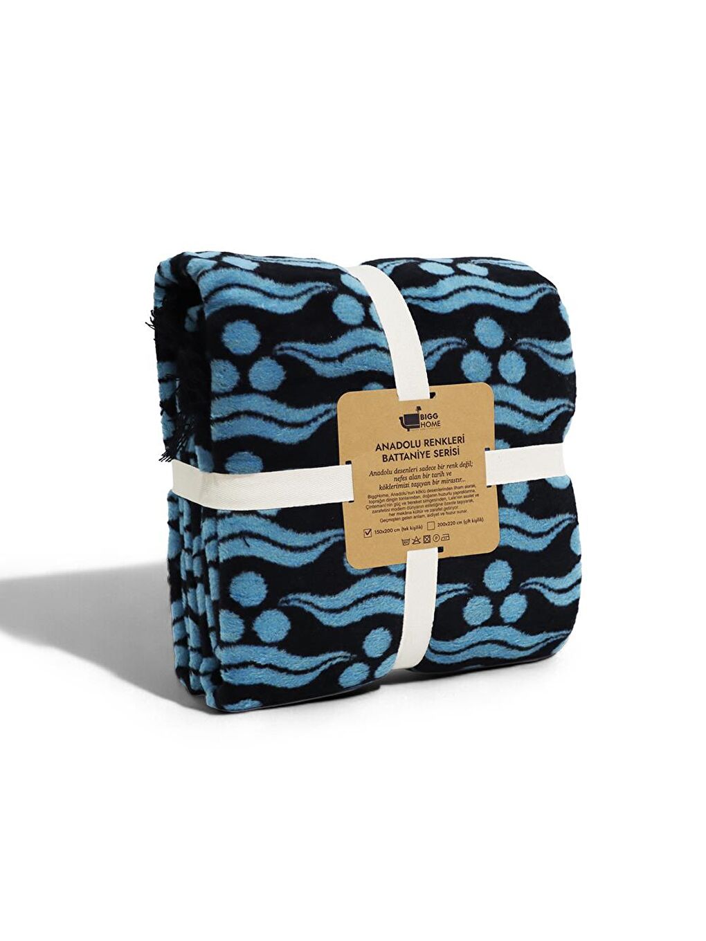 Mavi Osmanlı Tek Kişilik Battaniye 150 x 200 cm-1