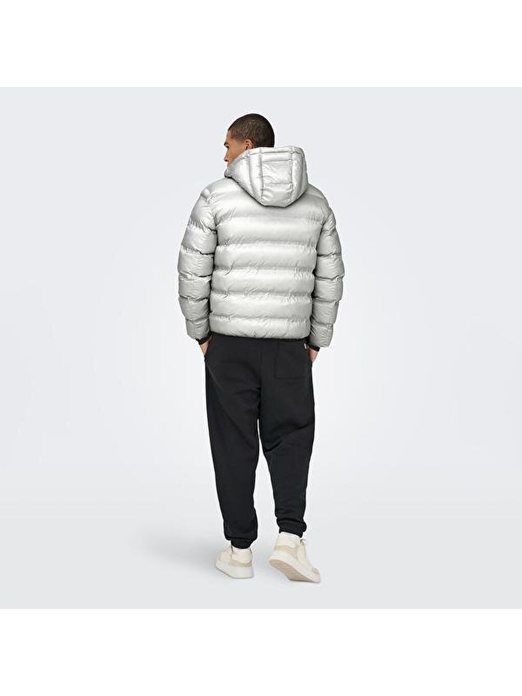 Union Seamless Life Puffer Erkek Gri Kapüşonlu Mont-2