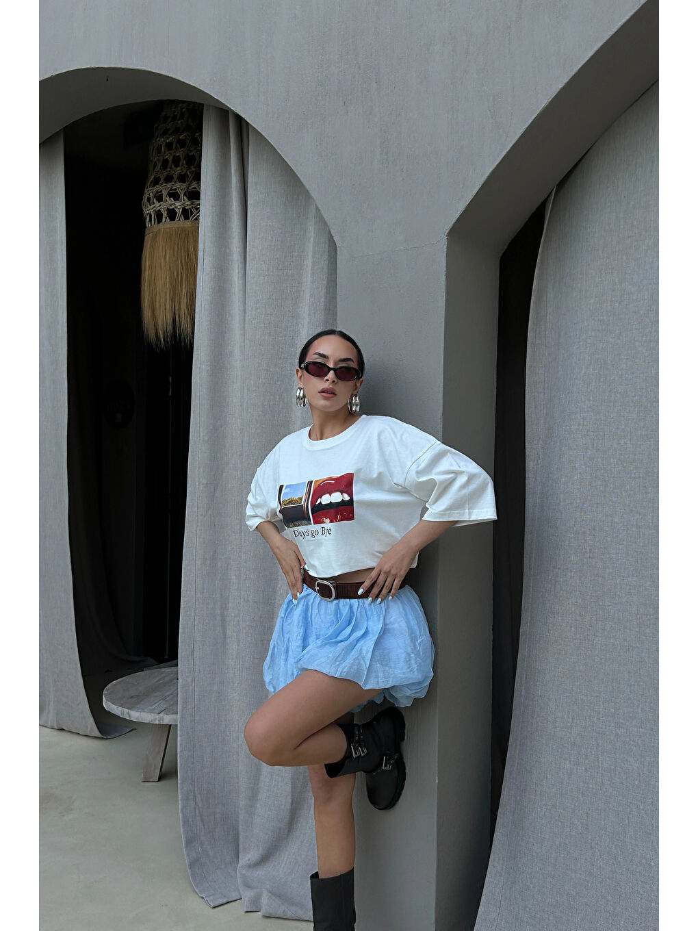 Karışık Kadın Mavi Balon Etek 1017-4139-3