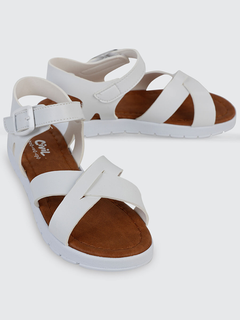 Girls Kız Çocuk Sandalet 31-35 Numara Beyaz-1