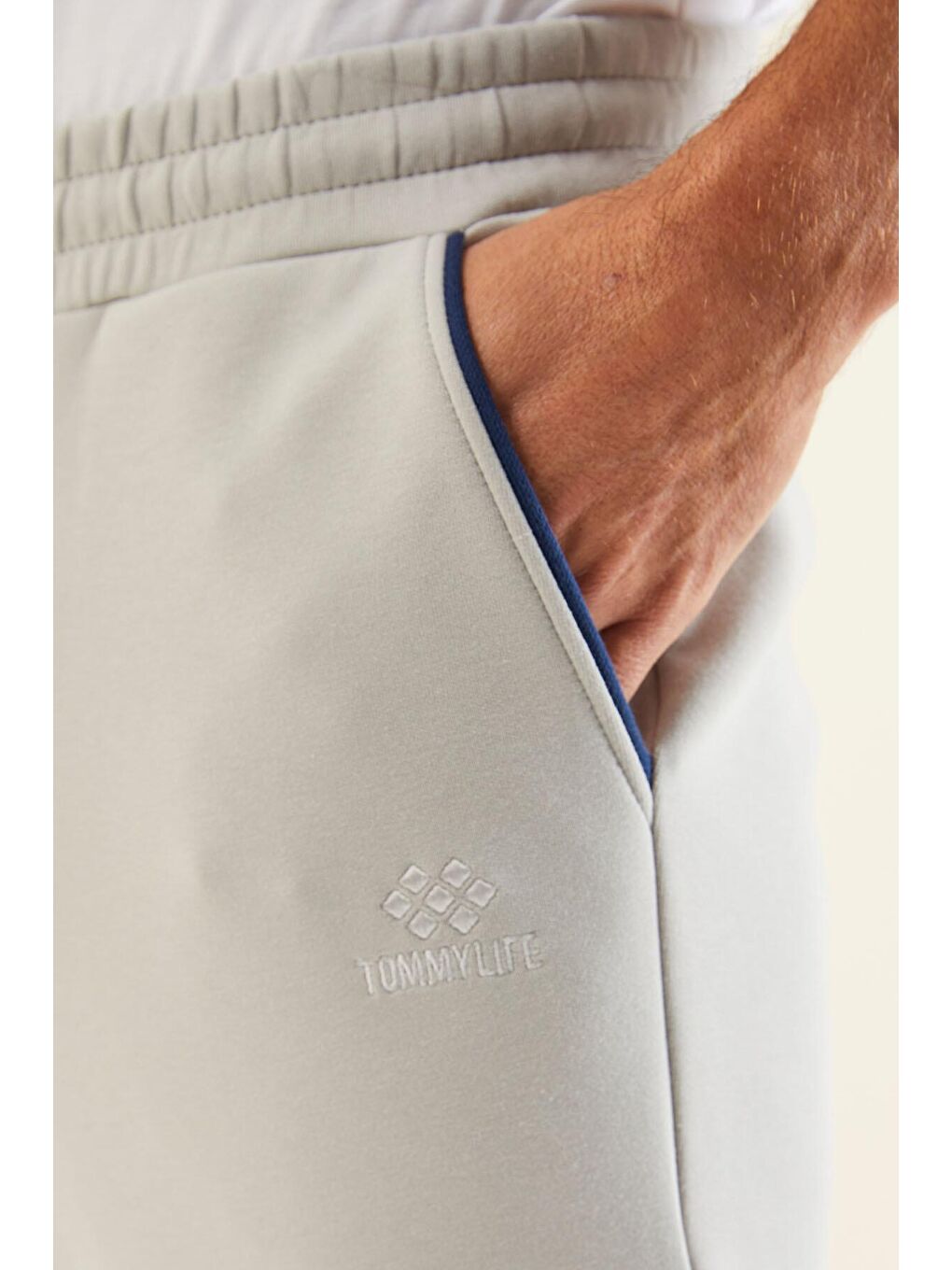 Bej Taş Renk Bloklu Jogger Erkek Eşofman Takım - 85237-3