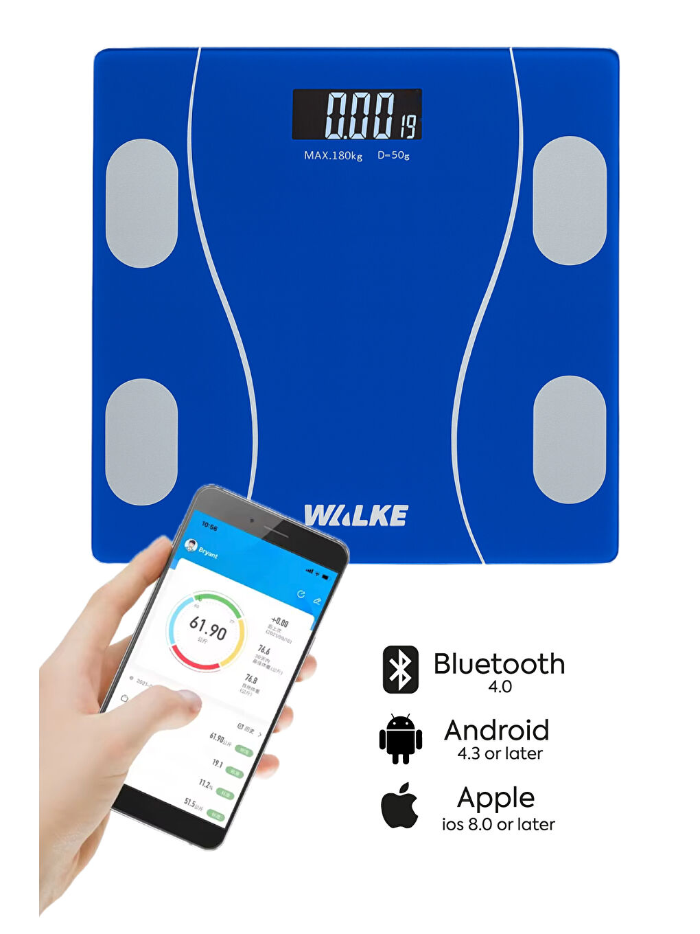 Premium Uygulama Bağlantılı Akıllı Baskül Mavi-1