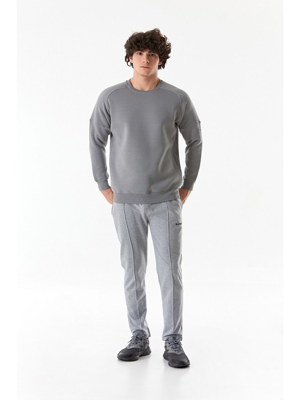 Fullamoda Füme Basic Bisiklet Yaka Sweatshirt