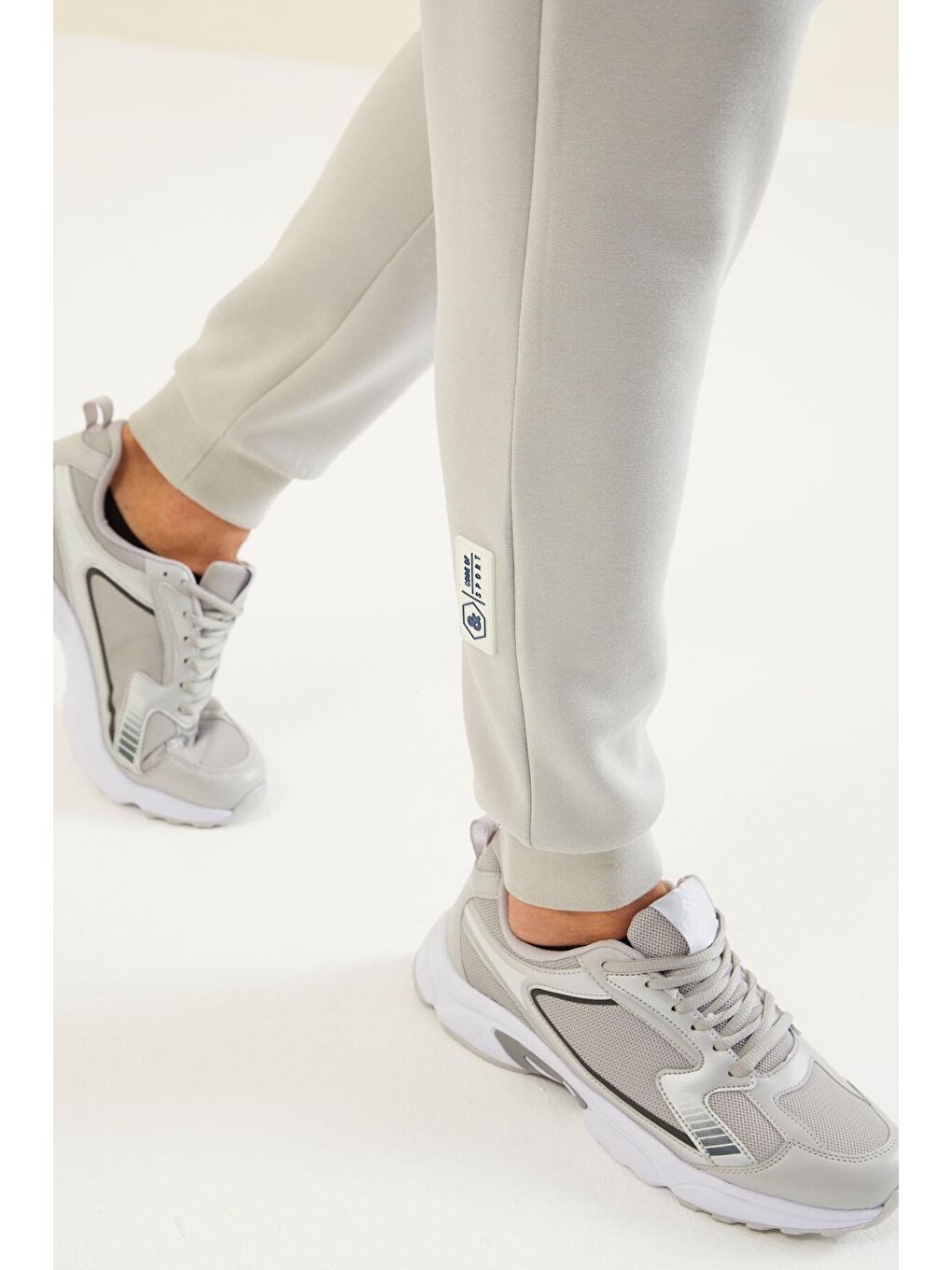 Bej Taş Renk Bloklu Jogger Erkek Eşofman Takım - 85237-4