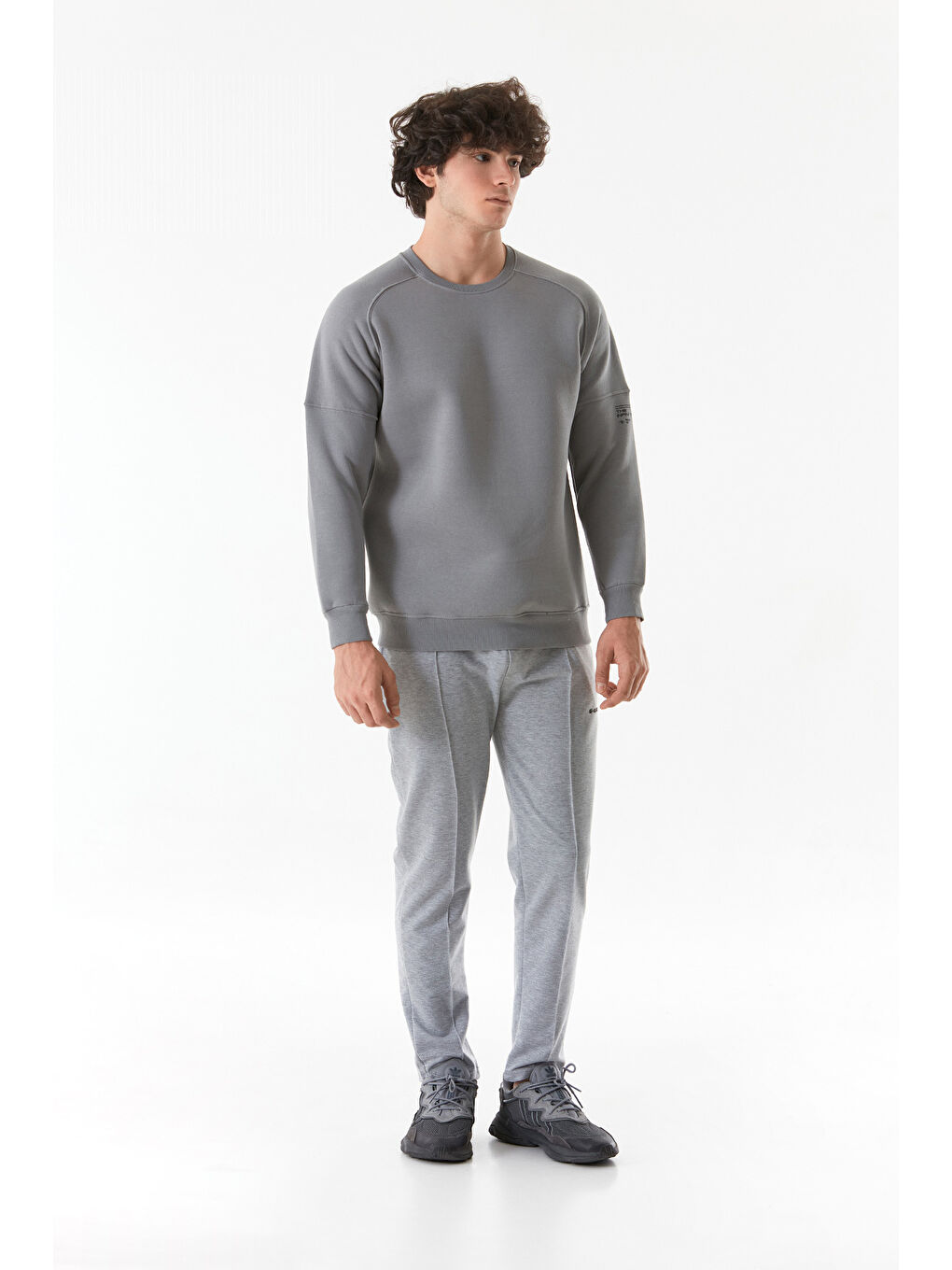 Fullamoda Füme Basic Bisiklet Yaka Sweatshirt - 1