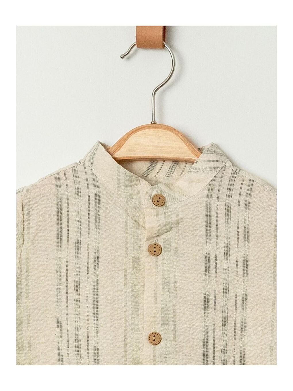 Haki Tarz Gömlek Çizgi Desenli Belden Ayarlanabilir Kısa Kollu Şortlu 2'li Takım-5