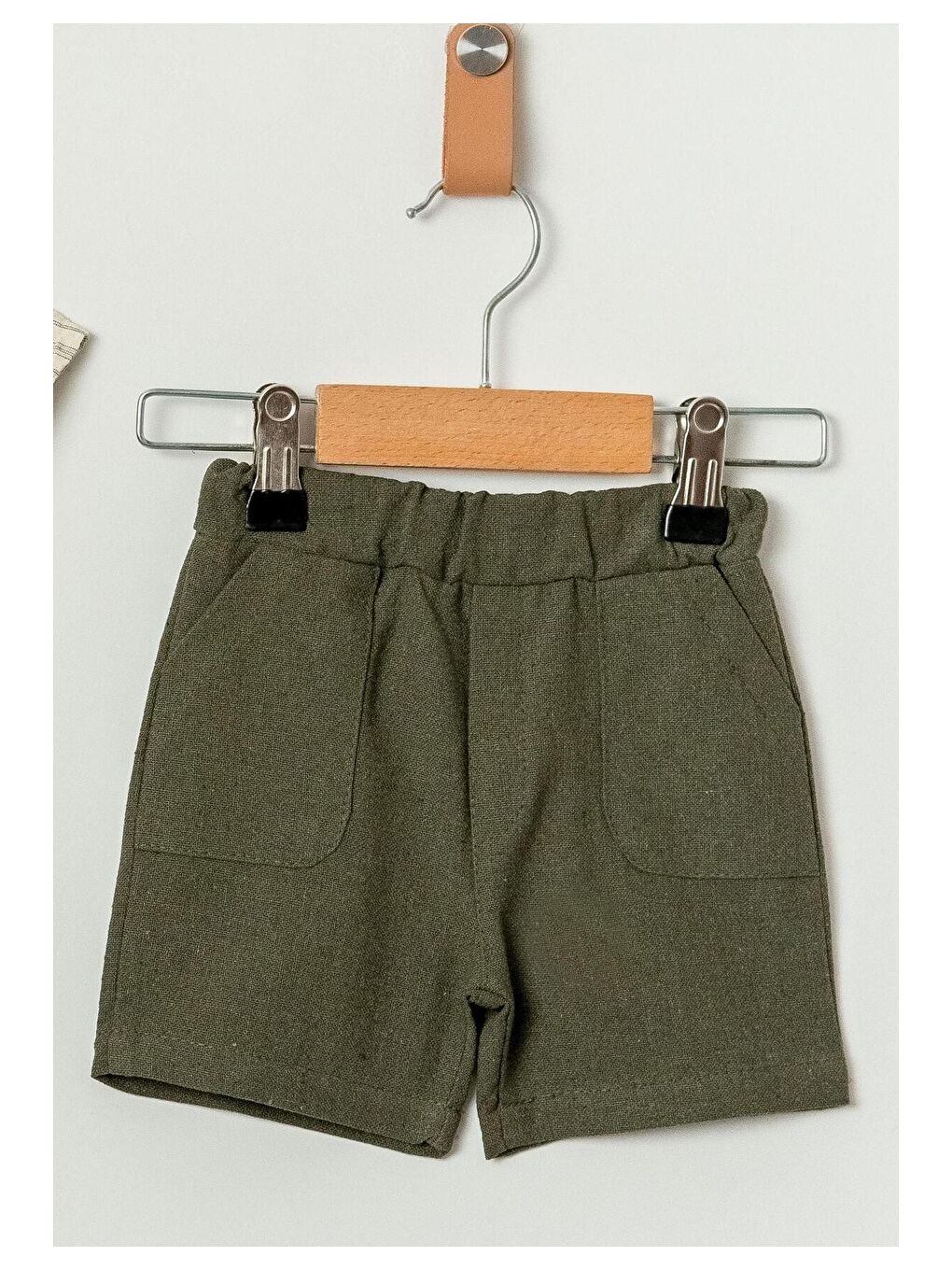 Haki Tarz Gömlek Çizgi Desenli Belden Ayarlanabilir Kısa Kollu Şortlu 2'li Takım-6