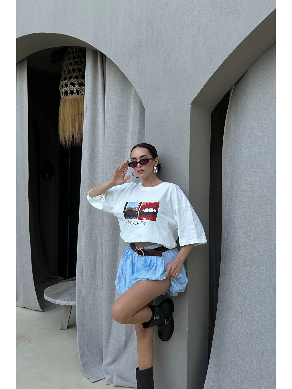 Karışık Kadın Mavi Balon Etek 1017-4139-4