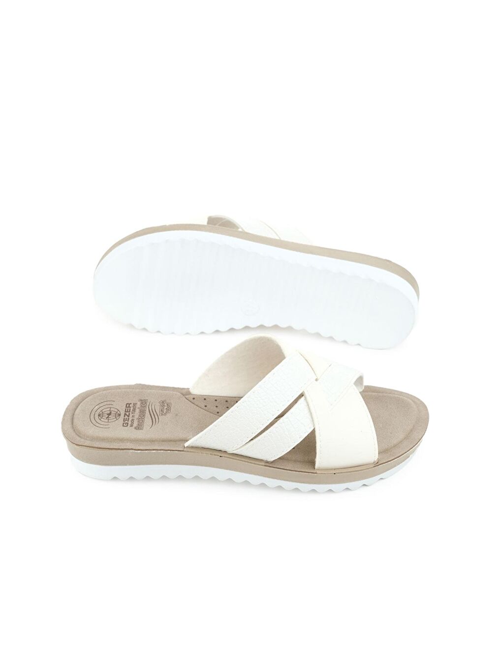 Beyaz Yazlık Kadın Anatomical Yumuşak Taban Terlik-4