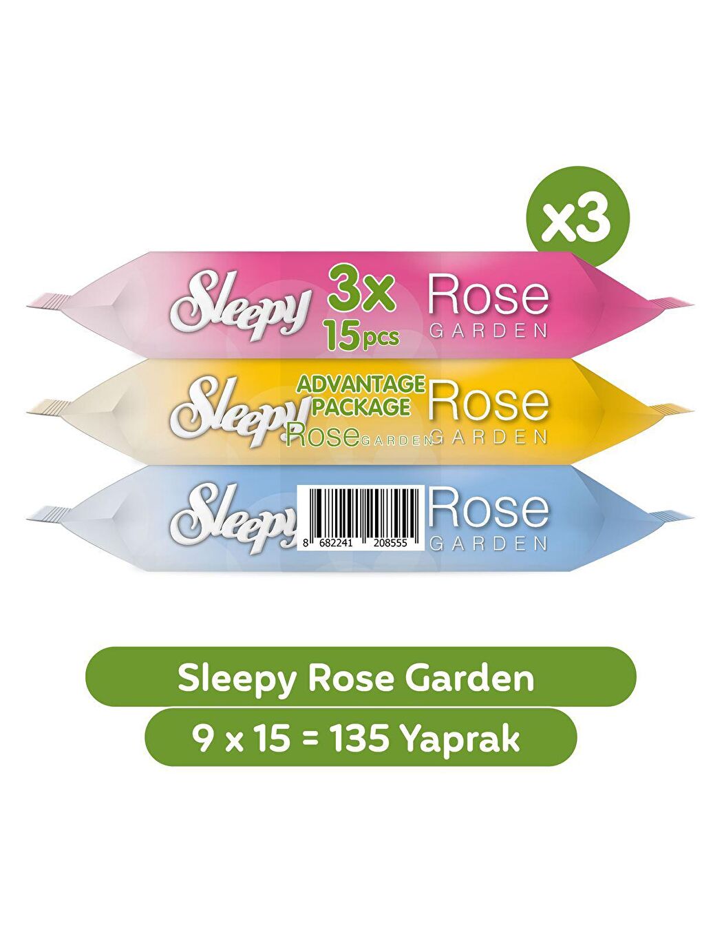 Sleepy Beyaz Rose Garden Seyahat Cep Mendili 9x15 (135 Yaprak)